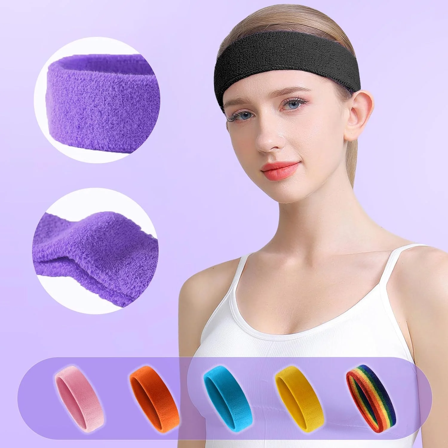 هدبند ورزشی پلی استر با قابلیت جذب عرق - خشک شدن سریع و نرم