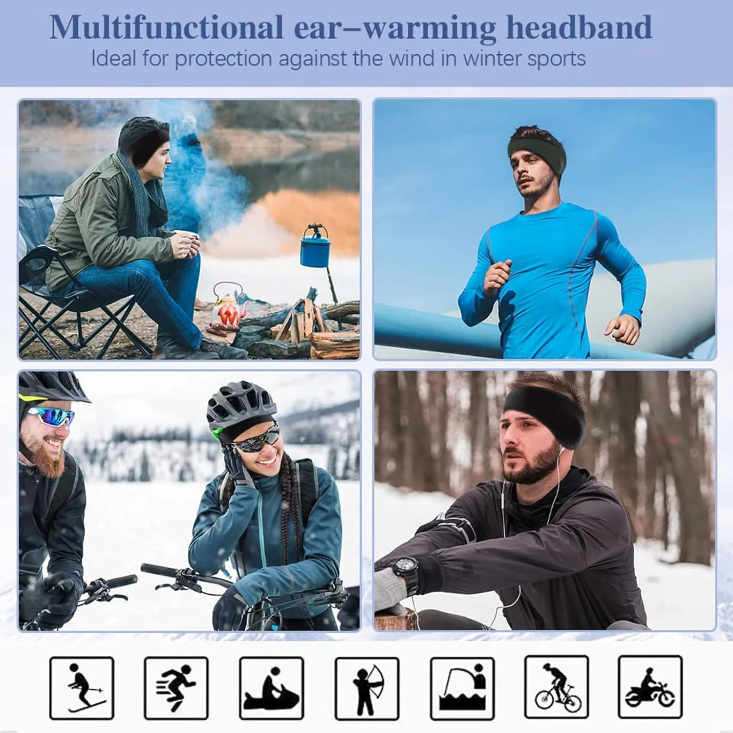 بسته 3 عددی هدبند ورزشی زمستانی، هدبند ورزشی گرم، سبک وزن، کشسان و رطوبت گیر، مناسب اسکی، محافظ گوش برای ورزش های فضای باز، دویدن، پیاده روی، دوچرخه سواری برای مردان و زنان