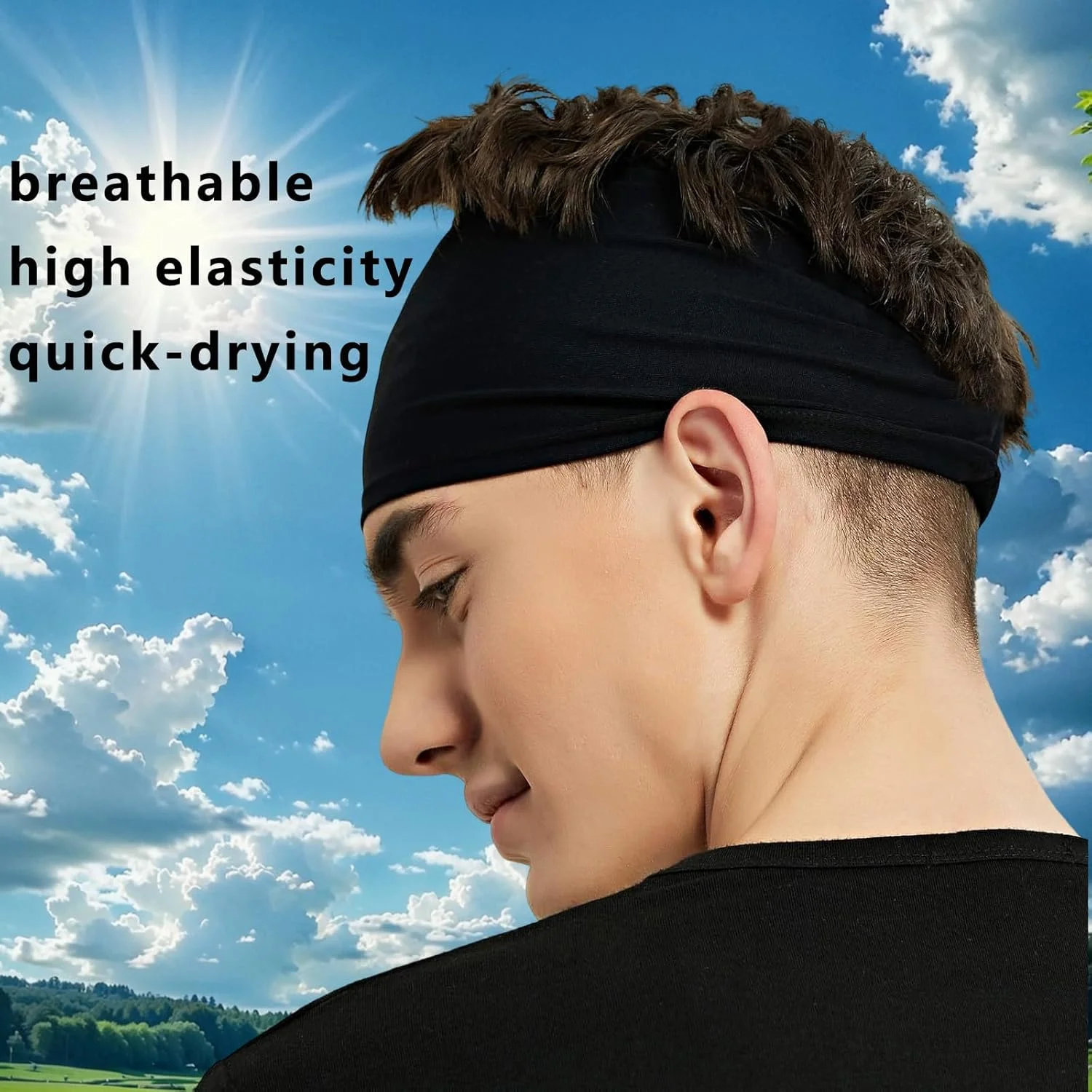 بسته 5 عددی هدبند ورزشی مردانه، هدبند عرق گیر مردانه برای دویدن، دوچرخه سواری، بسکتبال، یوگا، هدبند унисекс