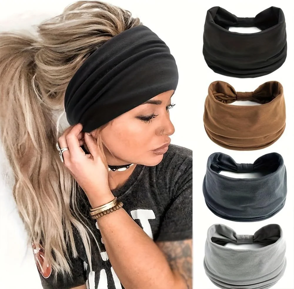 هدبند ورزشی مقیاس پذیر، هدبند پهن مد روز، هدبند نرم برای زنان و مردان، لوازم جانبی موی الاستیک برای تمرینات غیررسمی