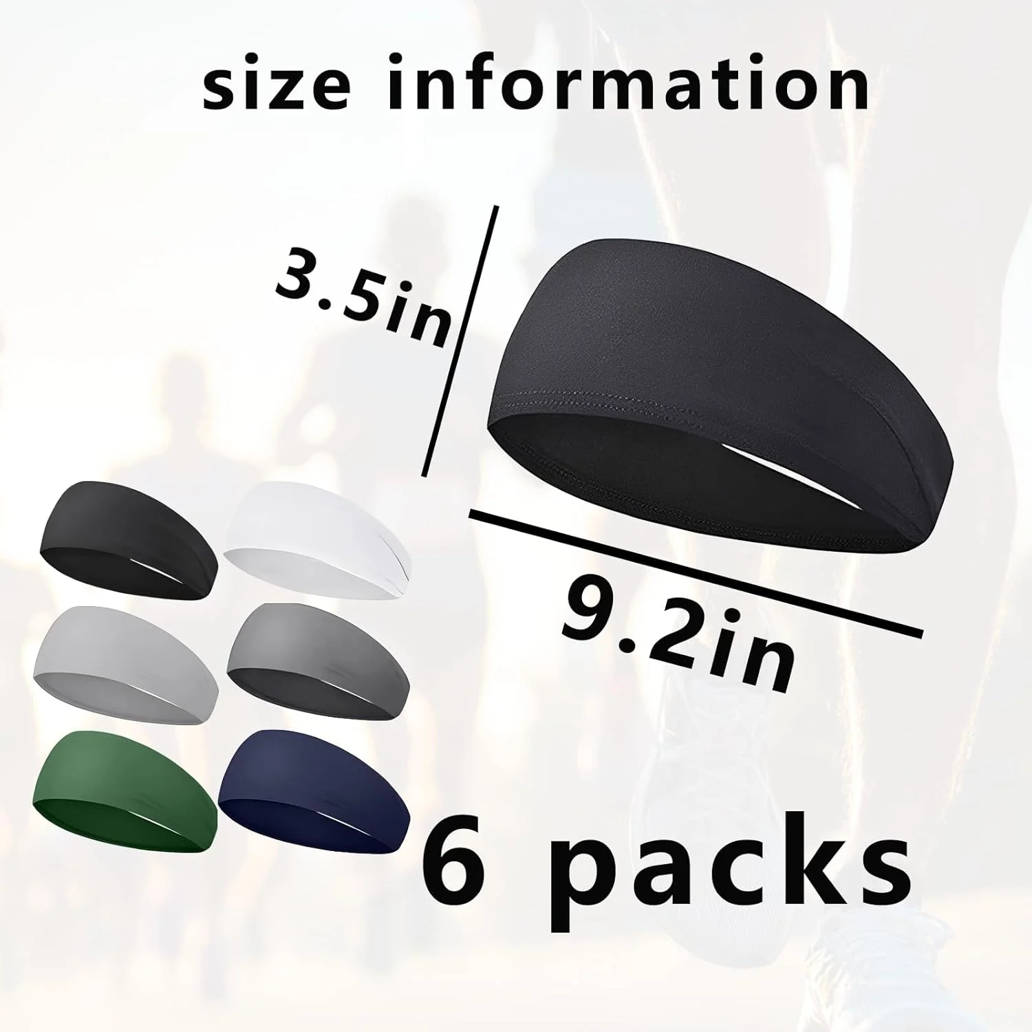 بسته 5 عددی هدبند ورزشی مردانه، هدبند عرق گیر مردانه برای دویدن، دوچرخه سواری، بسکتبال، یوگا، هدبند унисекс