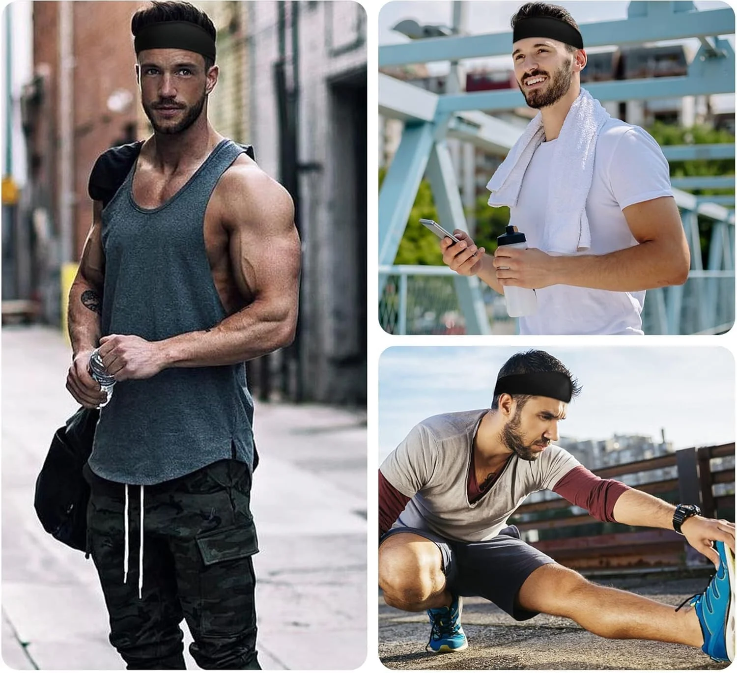 هدبند ورزشی X spring، ست 5 عددی عرق گیر مردانه، هدبندهای الاستیک تنفسی برای دویدن، دوچرخه سواری، بسکتبال، لوازم جانبی تمرینات ورزشی