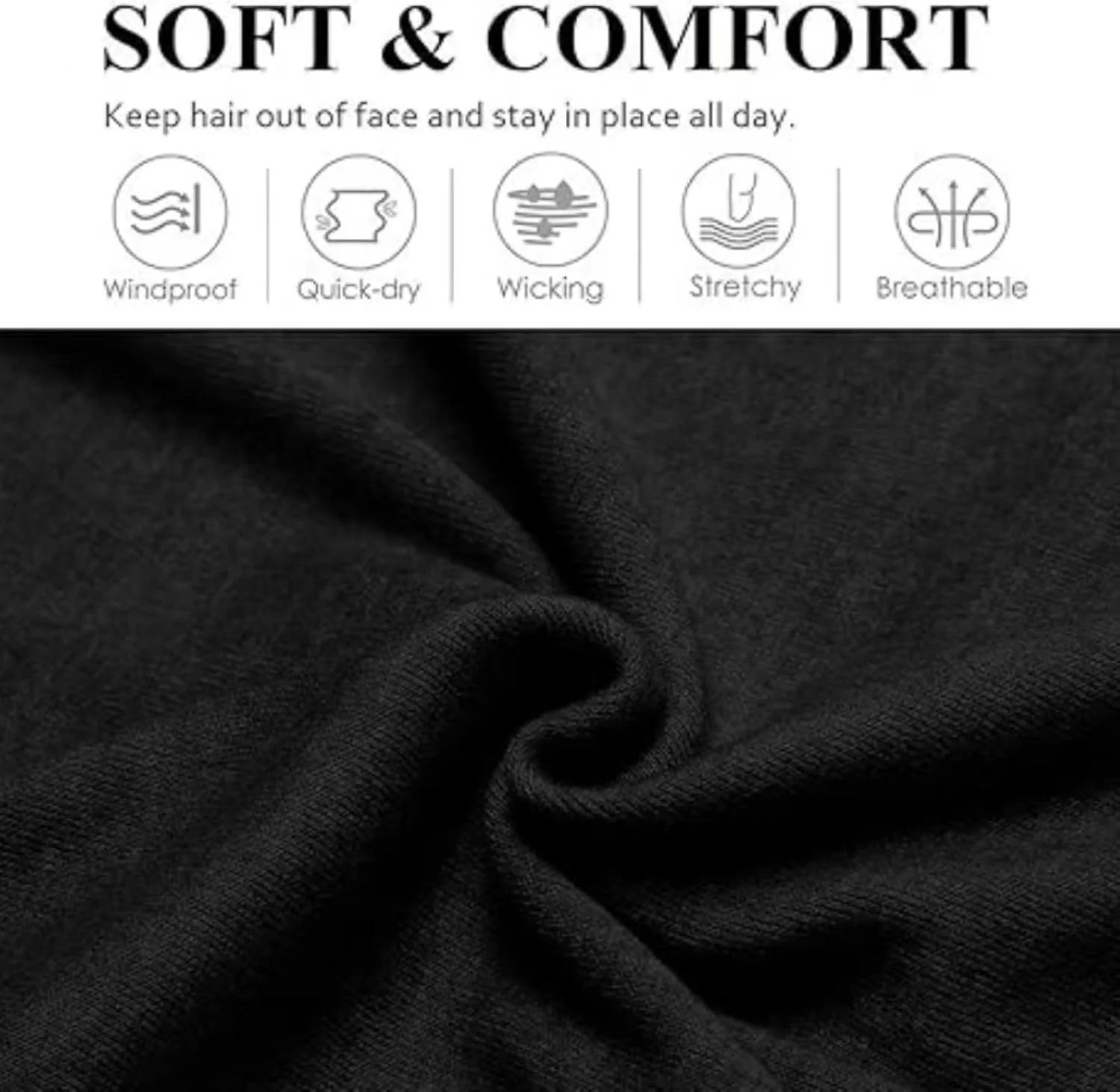 هدبند زنانه ریان، کش موی الاستیک برای موهای زنانه، هدبند پارچه ای نرم ضد لغزش، لوازم جانبی مو برای ورزش یوگا و دویدن (مشکی، سفید، خاکستری، بسته 9 عددی)