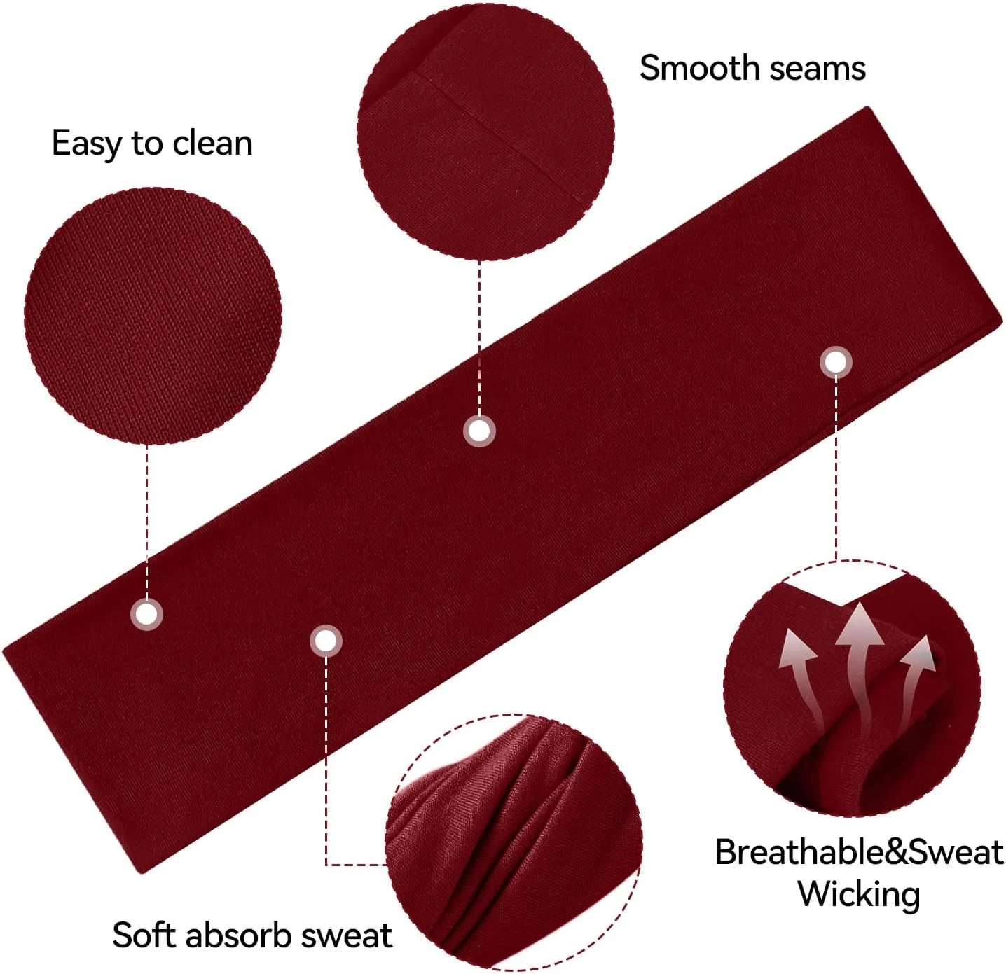 8 عدد هدبند زنانه 6 سانتی متری، ضد لغزش، مناسب ورزش، پارچه نخی نرم و کشسان، پهن، مناسب تمرین یوگا و دویدن