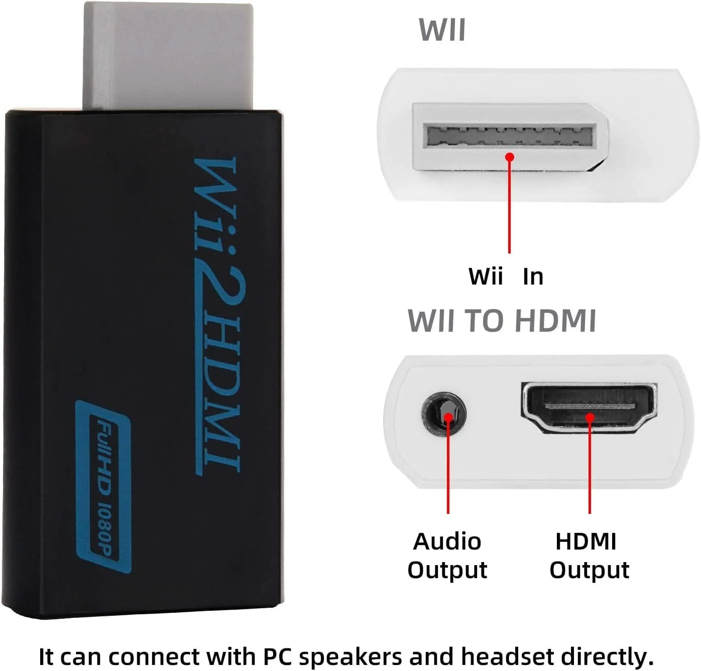 تبدیل وی به HDMI به همراه خروجی صدا 3.5 میلی‌متری، پشتیبانی از رزولوشن 720P/1080P (مشکی بدون کابل)