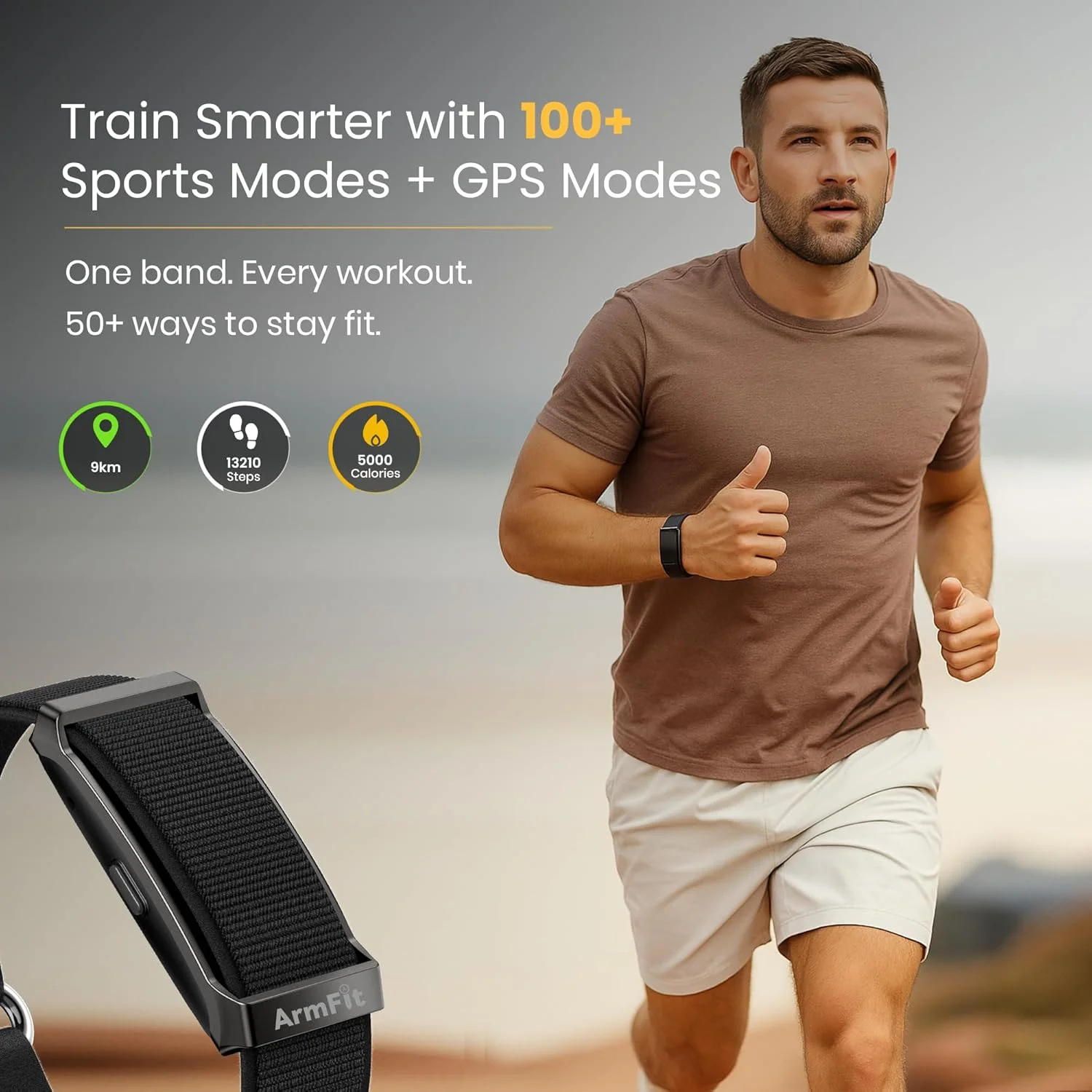 بند ردیاب تناسب اندام ArmFit Deep Zeero، ابزار پوشیدنی سلامت و تناسب اندام - ردیاب فعالیت 24/7، ردیابی خواب، با پشتیبانی از برنامه - عمر باتری 15+ روز