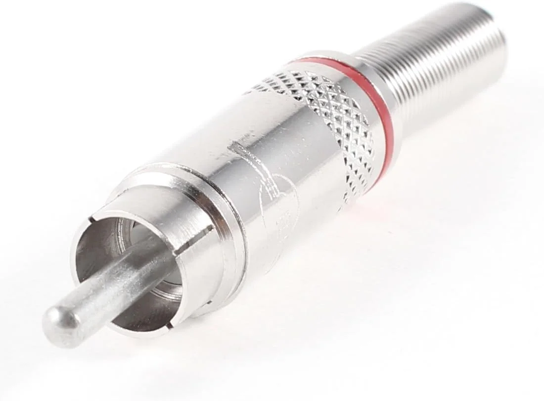 اتصال دهنده آداپتور کابل کواکسیال صوتی و تصویری RCA نر با سر فنری، رنگ نقره ای