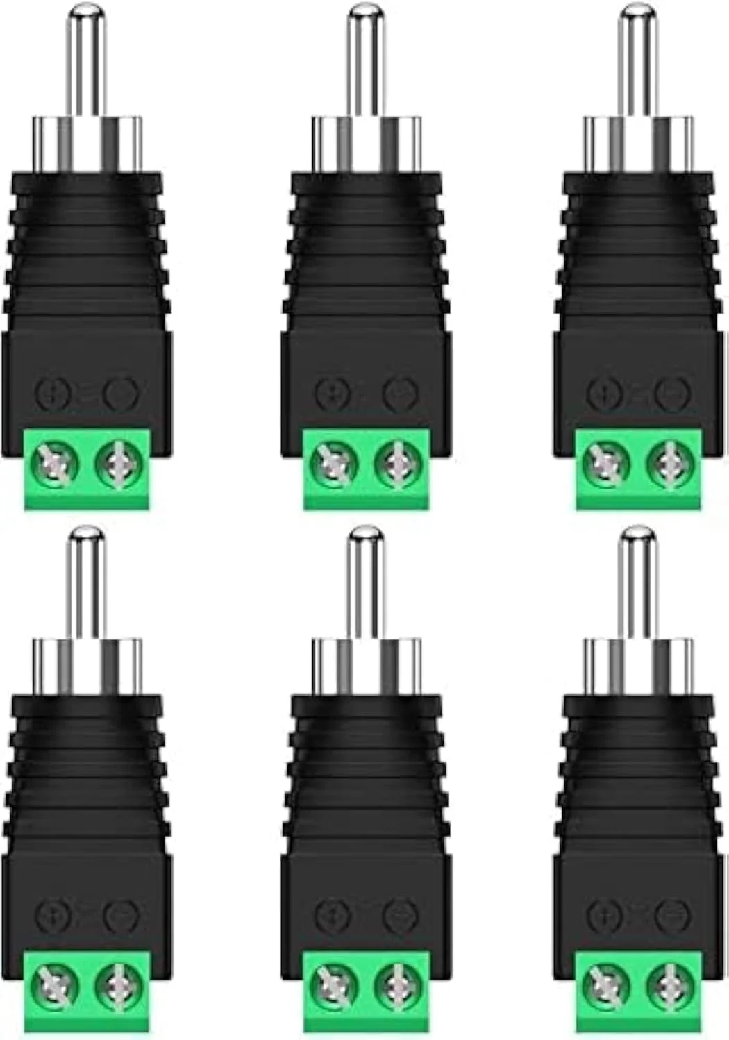اتصالات RCA برای سیم بلندگو، اتصال دهنده ترمینال پیچی RCA به AV، اتصال RCA نری فونو تبدیل کننده بدون لحیم اتصالات سیم بلندگو صوتی/تصویری بسته 6 عددی