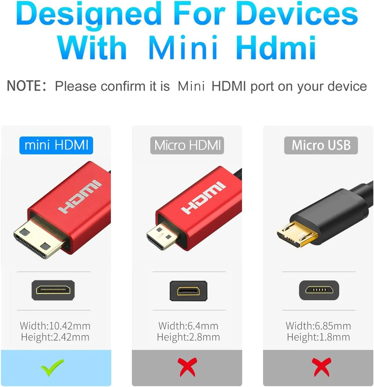 کابل مینی HDMI به HDMI 2.1 کوتاه 0.5 متری، کابل نازک HDMI با سرعت فوق العاده بالا 18 گیگابیت بر ثانیه Φ2.5mm، سازگار با 4K@60Hz برای دوربین، فیلمبردار، تبلت، کارت گرافیک/ویدیو، لپ تاپ و موارد دیگر