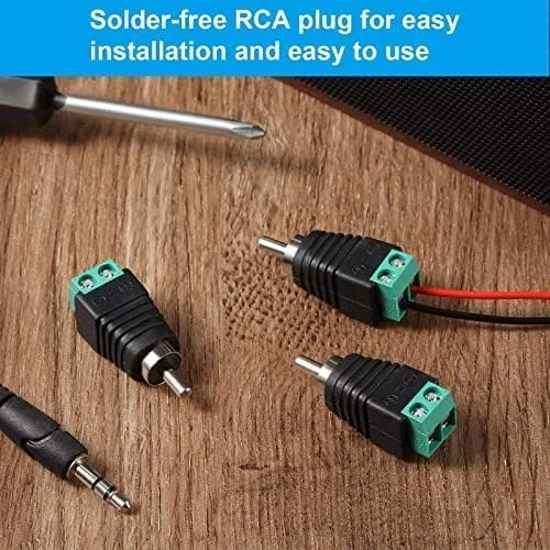 اتصالات RCA برای سیم بلندگو، اتصال دهنده ترمینال پیچی RCA به AV، اتصال RCA نری فونو تبدیل کننده بدون لحیم اتصالات سیم بلندگو صوتی/تصویری بسته 6 عددی
