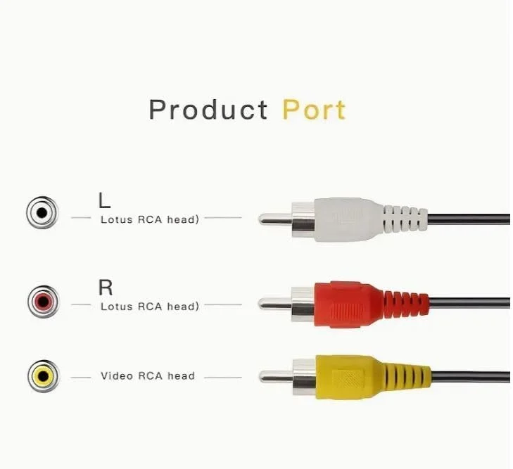 کابل صوتی/تصویری آر سی ای RYN طول 3.05 متر، دارای کانکتورهای زرد/سفید/قرمز برای اتصال 3 نری به 3 نری، مناسب برای DVD/VCR/SAT