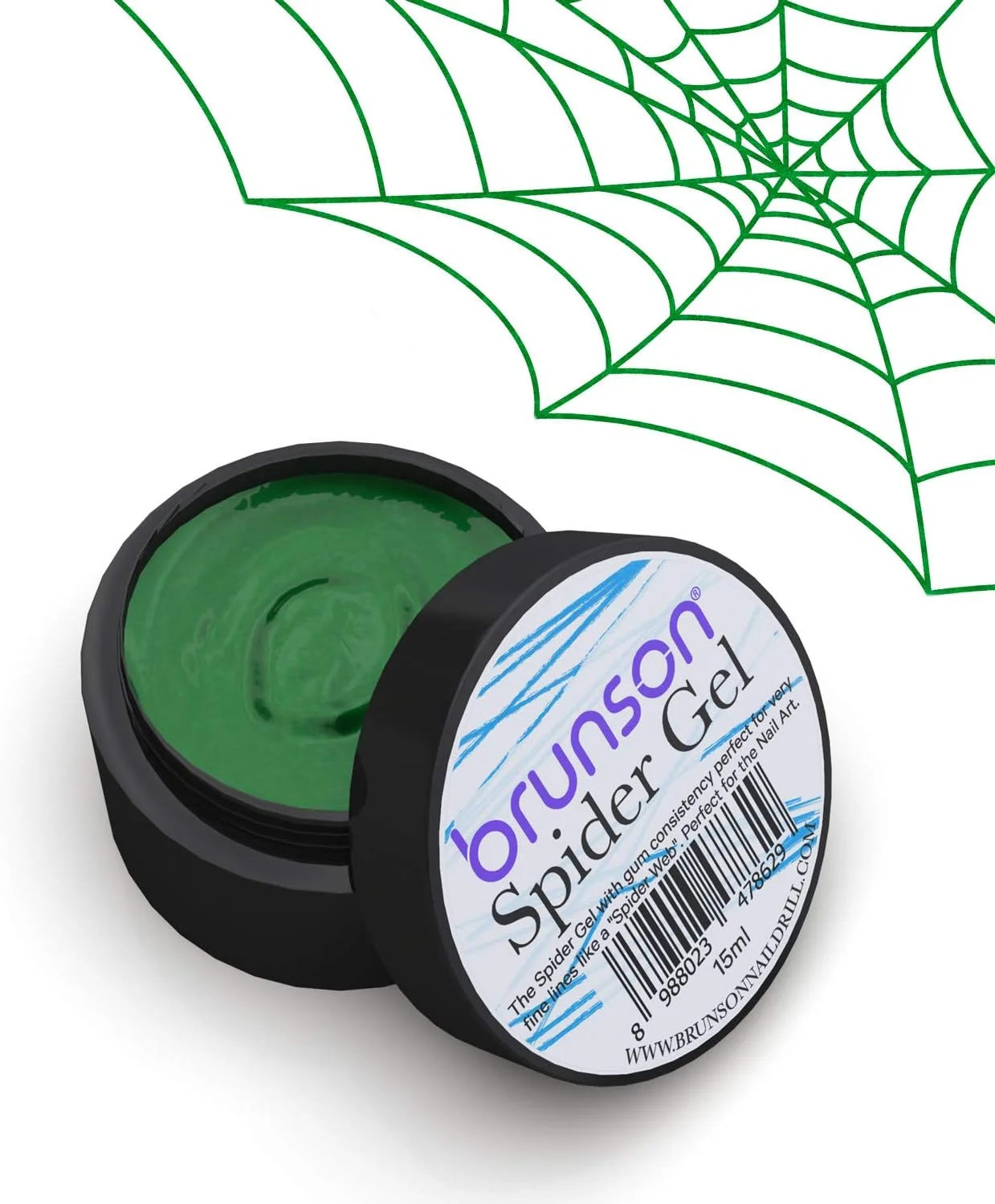 ژل طراحی ناخن مدل Spider Gel Matrix Brunson به همراه ژل رنگی، مناسب طراحی خطوط، ژل طراحی ناخن سیمی، قابل استفاده با دستگاه UV LED، ست طراحی ناخن DIY