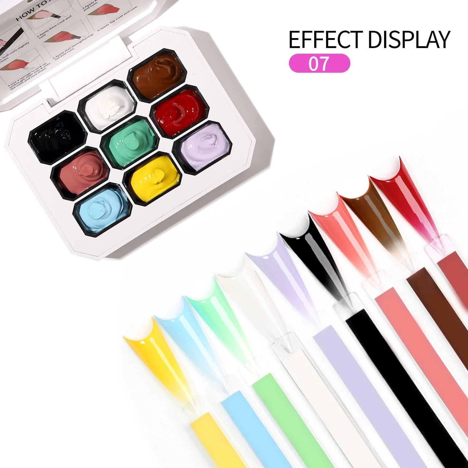 لاک ژل گرادینت چند رنگ با 20 اسفنج ناخن و 1 گیره فلزی (شکل پنجه) تکنیک اسفنجی برای ناخن های آمبره، ناخن های هاله ای، فرنچ مانیکور، طراحی ناخن DIY (ست 7)