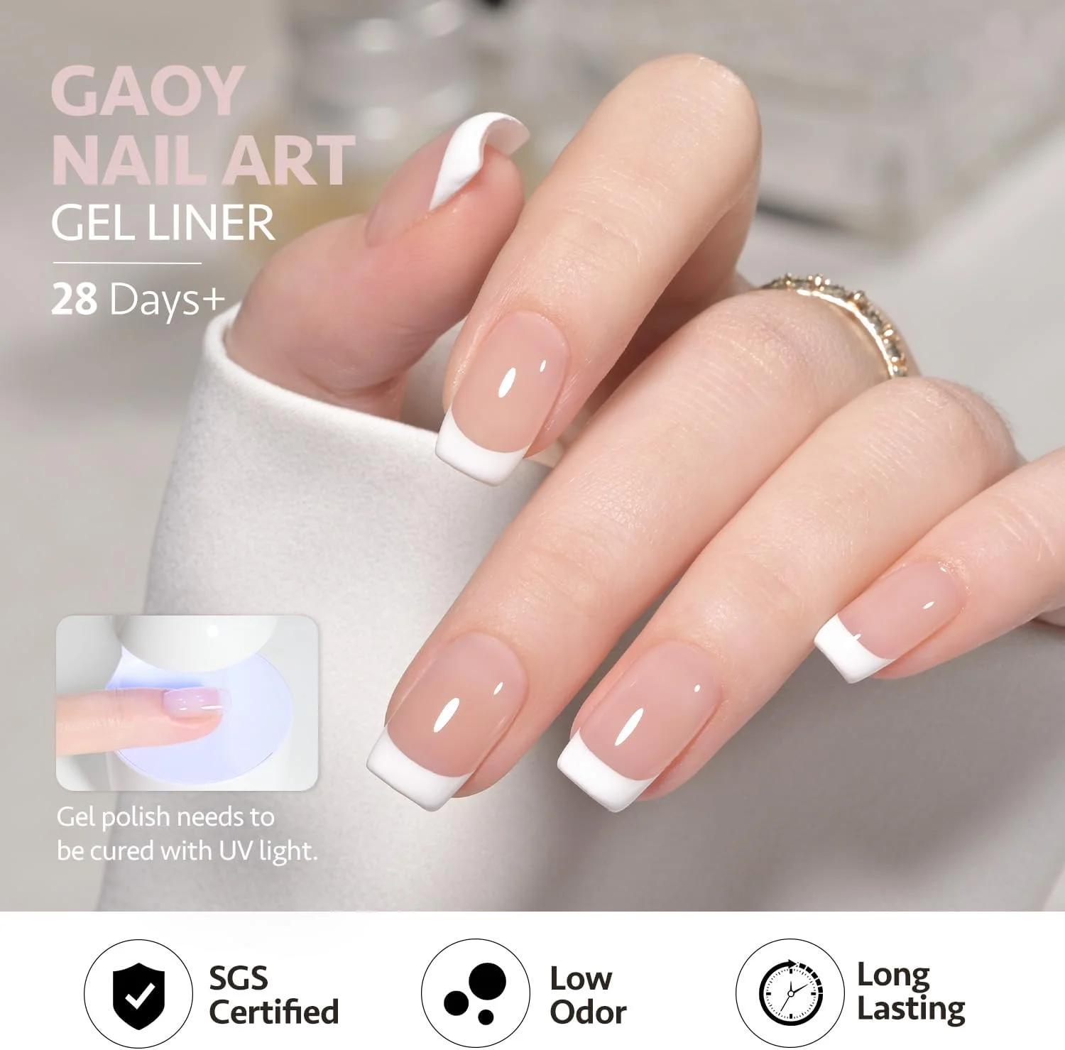 لاک ژل طراحی ناخن سفید گردابی GAOY، رنگ کلاسیک 12 میلی لیتری با برس نازک، خشک شدن با نور UV برای مانیکور فرانسوی DIY در خانه لاک ژل طراحی ناخن سفید گردابی GAOY، رنگ کلاسیک 12 میلی لیتری با برس نازک، خشک شدن با نور UV برای مانیکور فرانسوی DIY در خانه