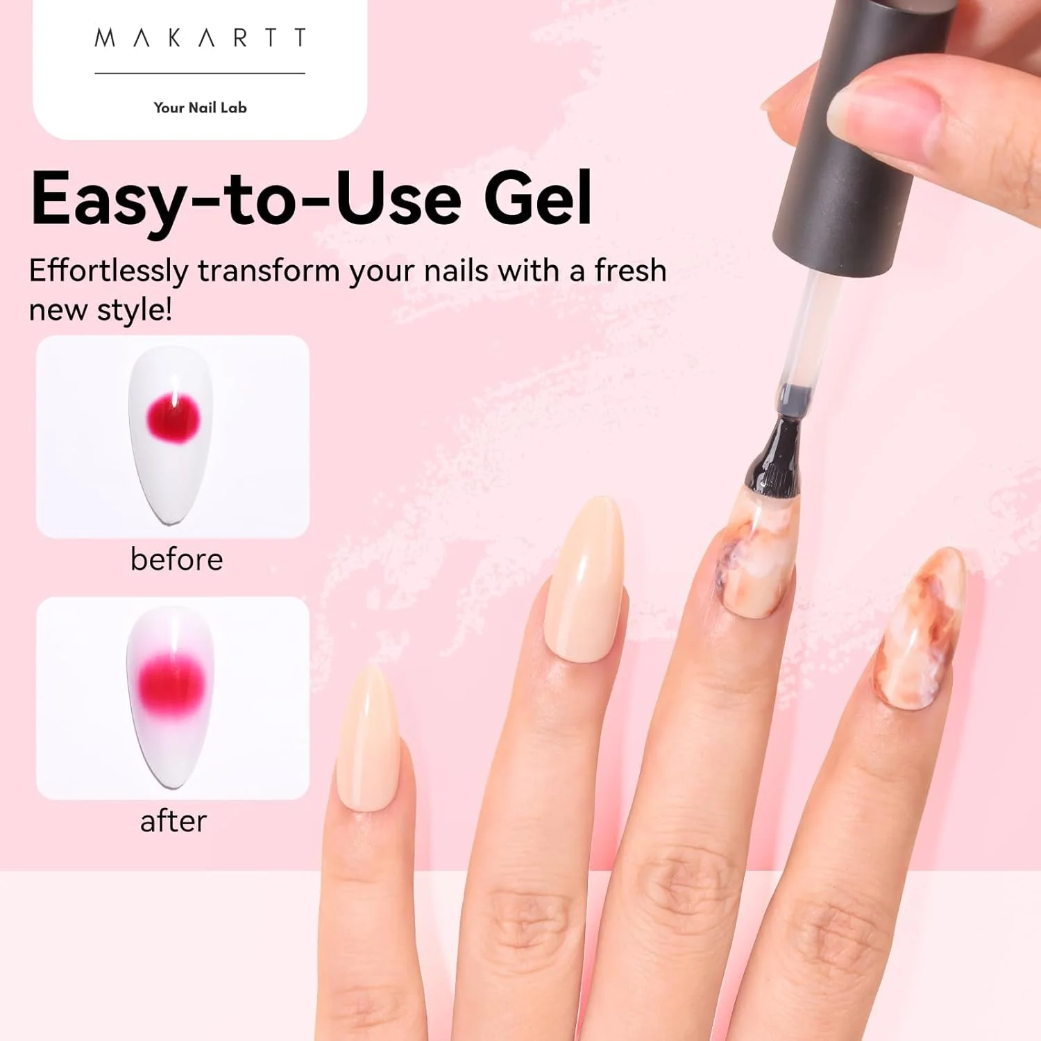 ژل بلومینگ Makartt - لاک ژل بلومینگ 30 میلی لیتری برای پخش کردن ژل های مرمری UV LED، برای ایجاد جلوه پراکندگی، لاک ناخن و طراحی ناخن، طراحی هنر ناخن، مانیکور DIY برای زنان