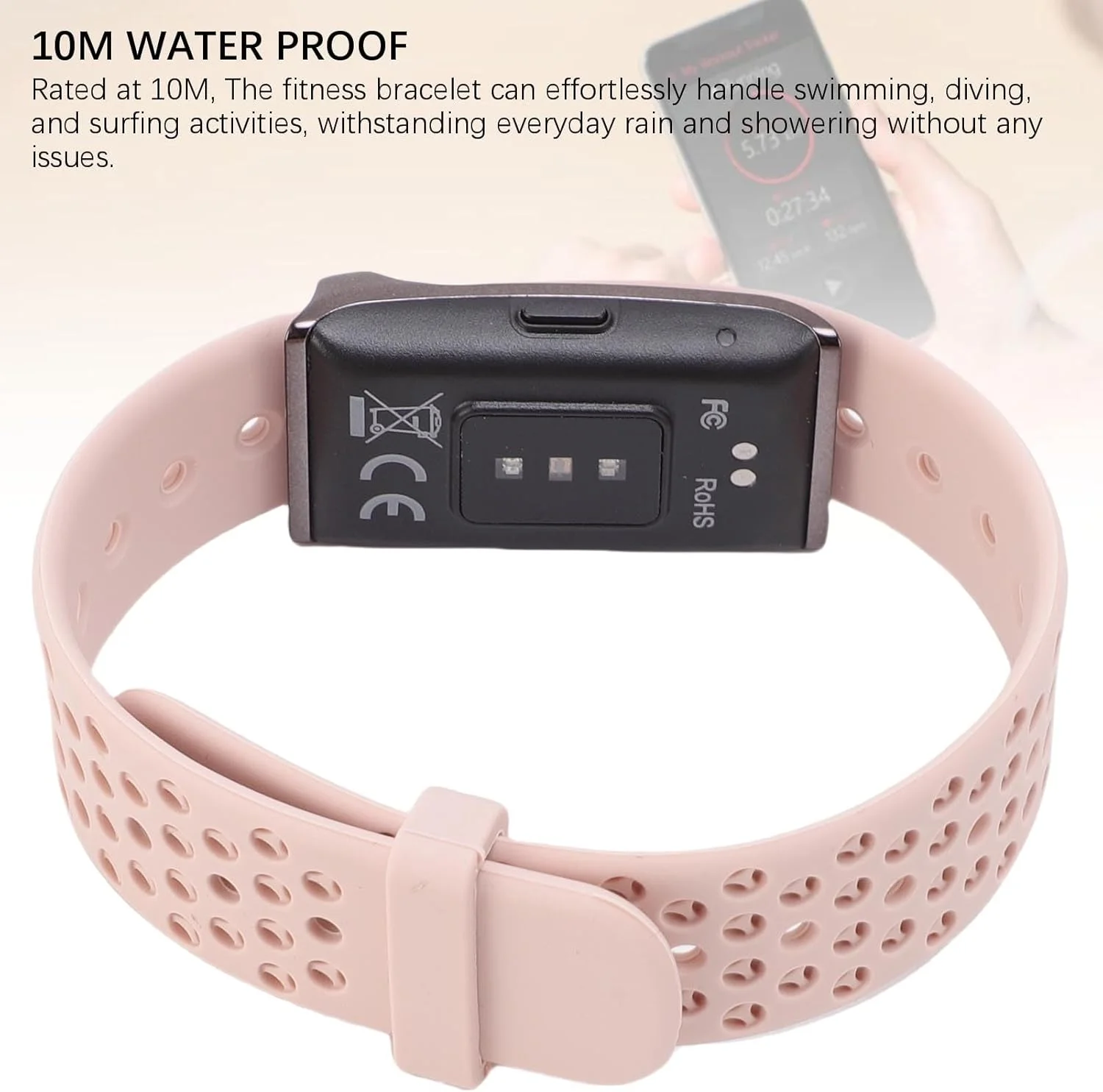 دستبند هوشمند، ردیاب فعالیت و تناسب اندام پوشیدنی، ردیاب خواب 24 ساعته، ضد آب تا 10 متر، ساعت زنگ دار یادآوری تماس، 127 حالت ورزشی دستبند هوشمند برای خواب و تمرین (صورتی)