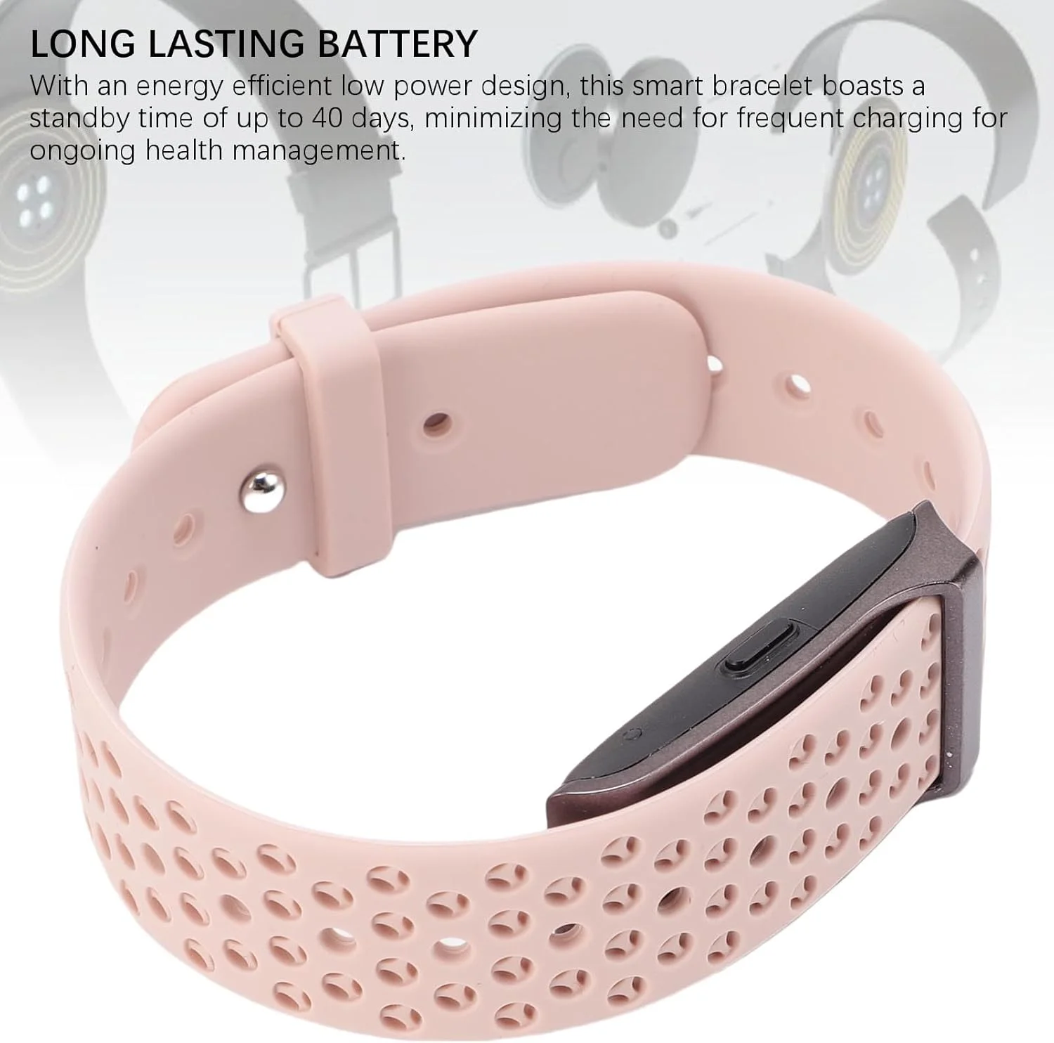 دستبند هوشمند، ردیاب فعالیت و تناسب اندام پوشیدنی، ردیاب خواب 24 ساعته، ضد آب تا 10 متر، ساعت زنگ دار یادآوری تماس، 127 حالت ورزشی دستبند هوشمند برای خواب و تمرین (صورتی)