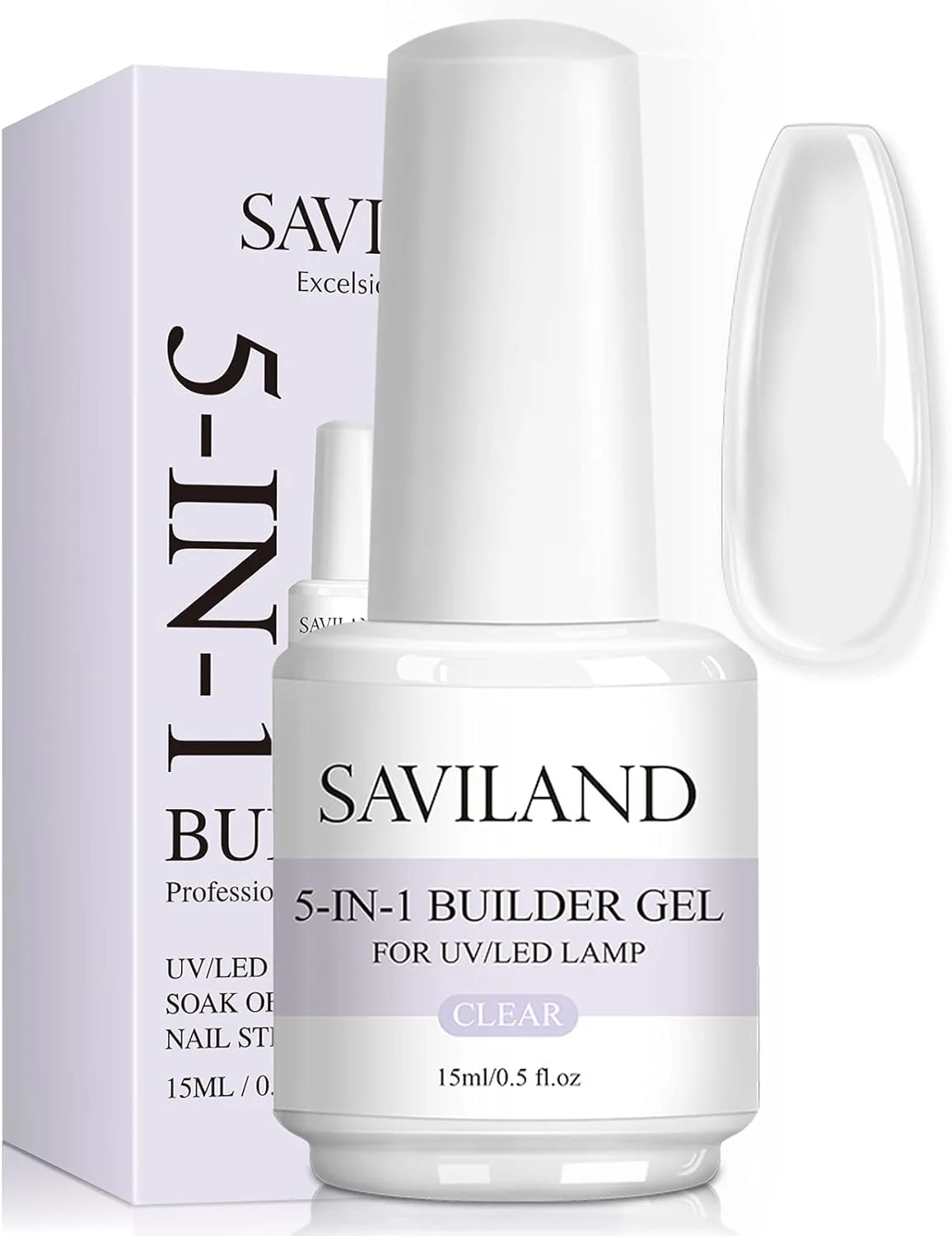 ژل بیلدر 5 در 1 حرفه ای SAVILAND - تقویت کننده ناخن شفاف 15 میلی لیتری حاوی روغن کرچک | ژل ترمیم کننده خیساندنی UV/LED برای آب و هوای بیابانی، طرح های ناخن عربی