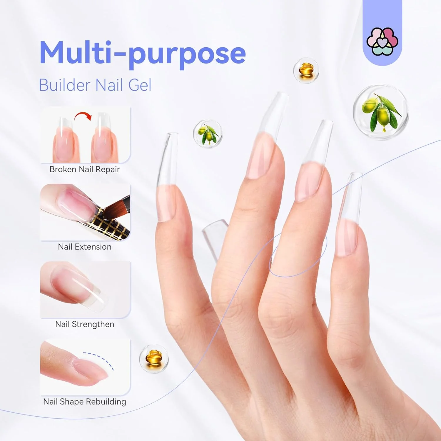 ژل بیلدر 5 در 1 حرفه ای SAVILAND - تقویت کننده ناخن شفاف 15 میلی لیتری حاوی روغن کرچک | ژل ترمیم کننده خیساندنی UV/LED برای آب و هوای بیابانی، طرح های ناخن عربی ژل بیلدر 5 در 1 حرفه ای SAVILAND - تقویت کننده ناخن شفاف 15 میلی لیتری حاوی روغن کرچک | ژل ترمیم کننده خیساندنی UV/LED برای آب و هوای بیابانی، طرح های ناخن عربی