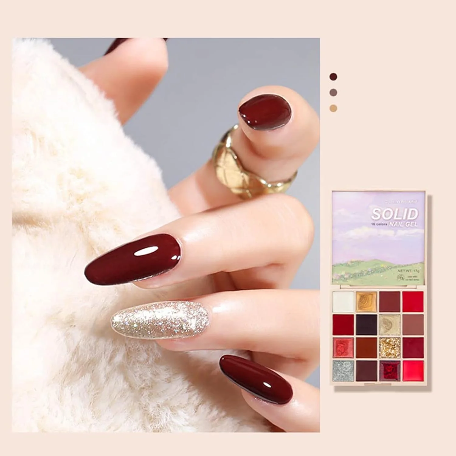 لاک ژل جامد، پالت لاک ژل جامد 16 رنگ با برس ناخن، رنگ های ژل خالص و اکلیلی برای ناخن ها، طراحی هنر ناخن، نیمه دائمی خانگی (02)