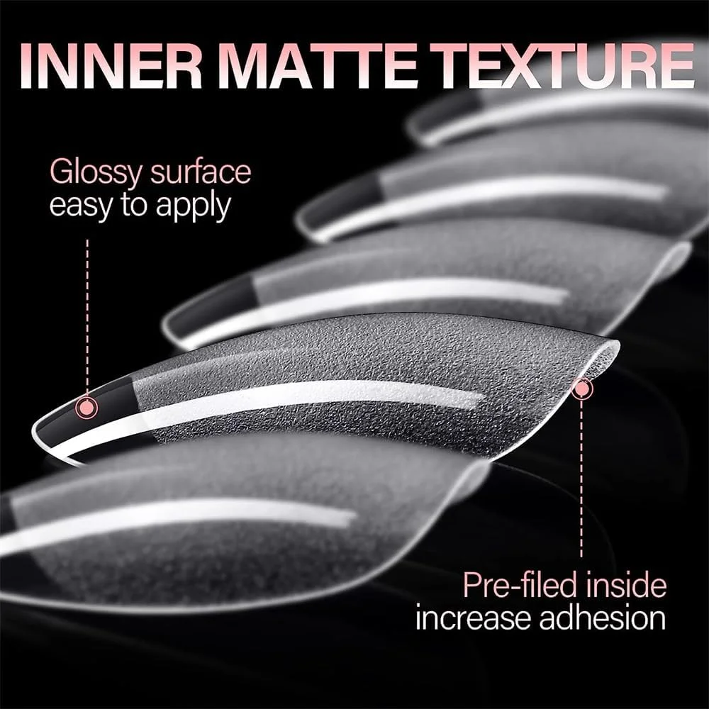 ناخن مصنوعی بادامی کوتاه YARDHOBI، 120 عدد ناخن پرسی بادامی کوتاه، نوک ناخن ژلی بادامی کوتاه از پیش شکل داده شده، طراحی فرانسوی متوسط پوشش کامل ناخن مصنوعی بادامی برای سالن ناخن خانگی