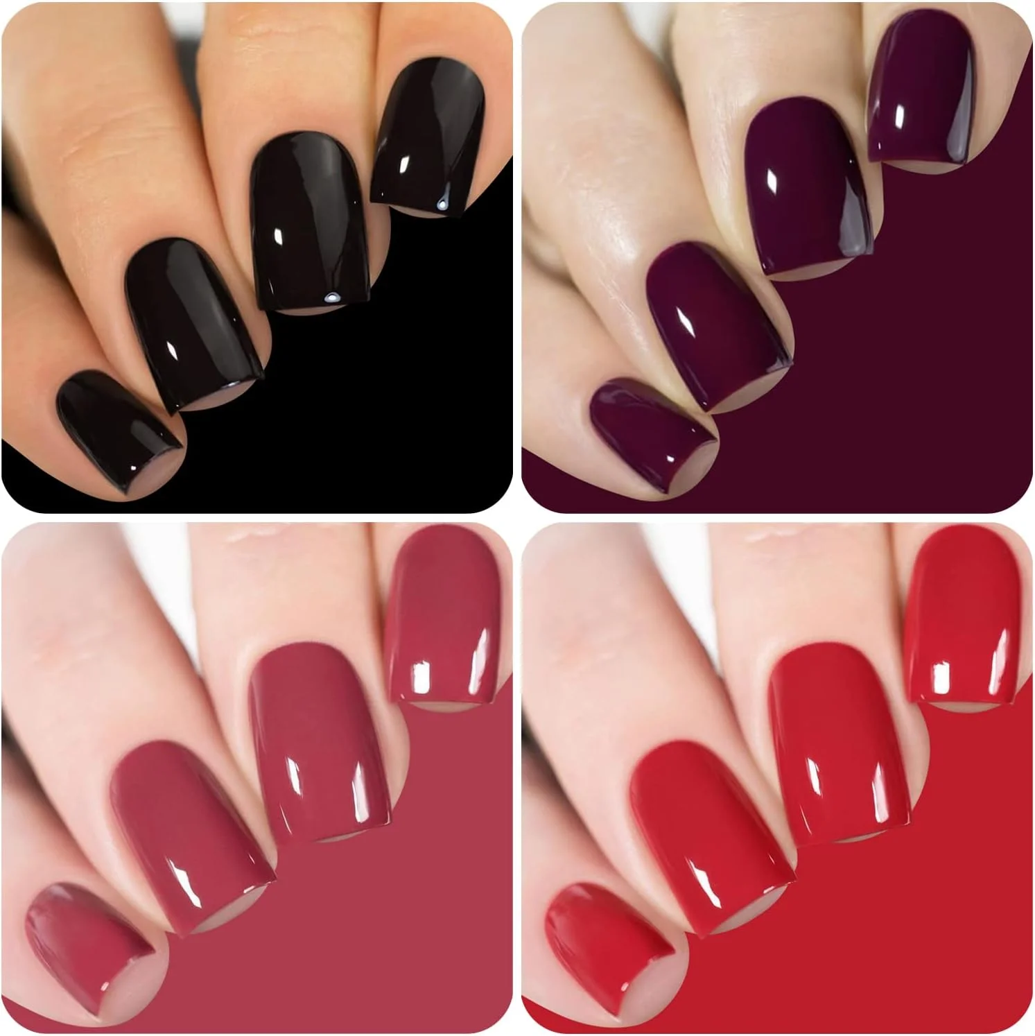 مجموعه لاک ژل قرمز کلاسیک ویشاین، کیت لاک ژل شرابی تیره مشکی بنفش، لاک ژل UV LED برای طراحی ناخن، مانیکور خانگی، سالن ناخن، لاک 8 میلی لیتر