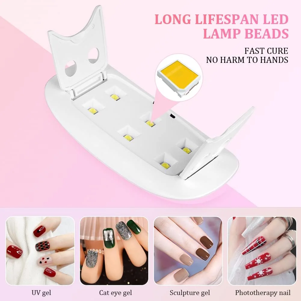 چراغ ناخن UV مینی URAQT 6W، چراغ ناخن LED حرفه ای، چراغ ناخن UV برای همه لاک ژل ها، سازگار با 2 دست یا پا، صورتی روشن چراغ ناخن UV مینی URAQT 6W، چراغ ناخن LED حرفه ای، چراغ ناخن UV برای همه لاک ژل ها، سازگار با 2 دست یا پا، صورتی روشن