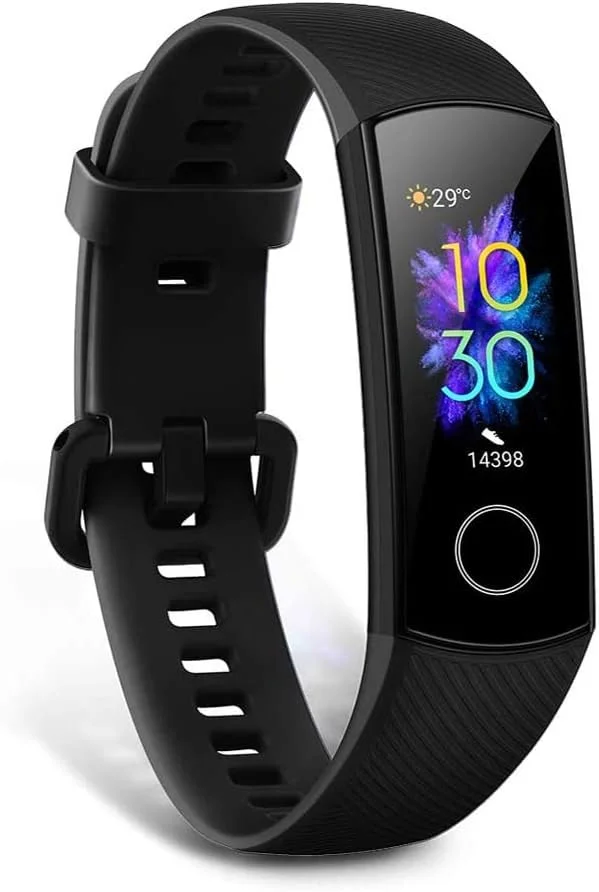 ردیاب تناسب اندام HONOR Band 5، نمایشگر رنگی AMOLED 0.95 اینچی، ساعت هوشمند ضد آب تا عمق 50 متری، پایش ضربان قلب به صورت لحظه ای، پایش خواب، بلوتوث 4.2، مشکی، m، CRS-B19S
