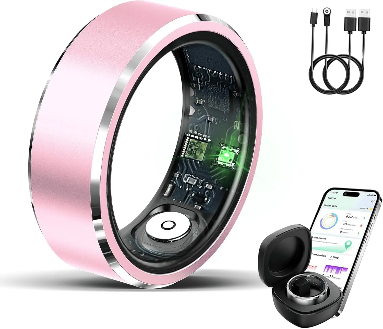 حلقه هوشمند برای زنان و مردان، ردیاب تناسب اندام ضد آب IP68 با ردیابی خواب، حلقه پایش ضربان قلب و فعالیت های سالم، شمارش گام ها برای iOS و Android
