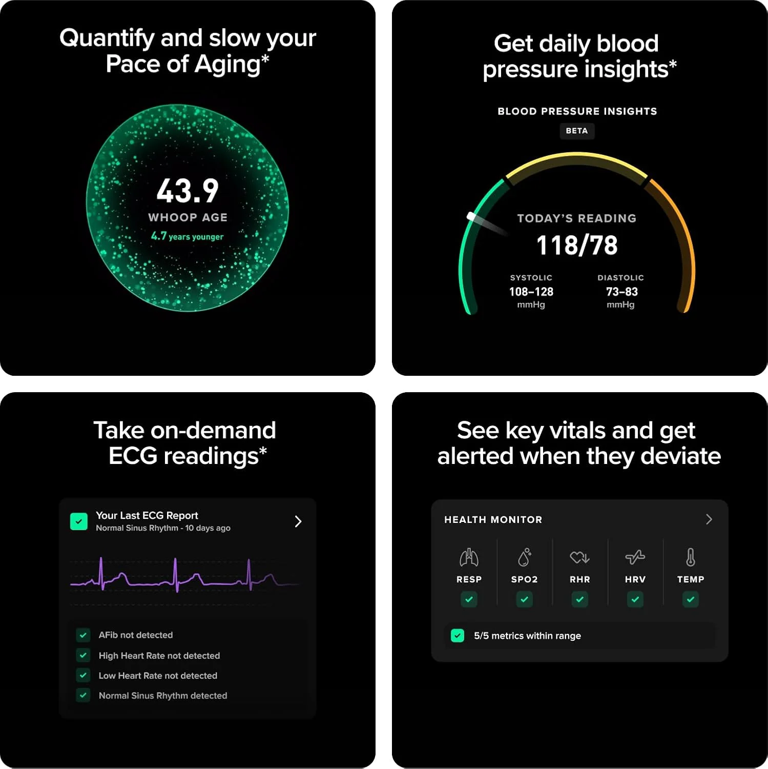 ردیاب فعالیت WHOOP 5.0 - عضویت 12 ماهه - پوشیدنی سلامت و تناسب اندام - ردیاب فعالیت و خواب 24/7 با ضربان قلب، HRV، مربیگری شخصی - عمر باتری 14+ روز