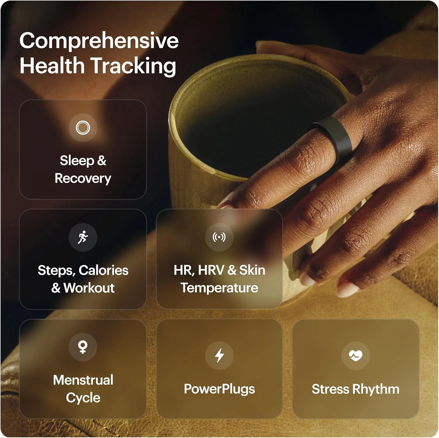 حلقه هوشمند ULTRAHUMAN Ring AIR - ردیاب خواب و تناسب اندام، حلقه هوشمند برای زنان و مردان، بدون هزینه برنامه برای ویژگی های استاندارد (سایز 5)