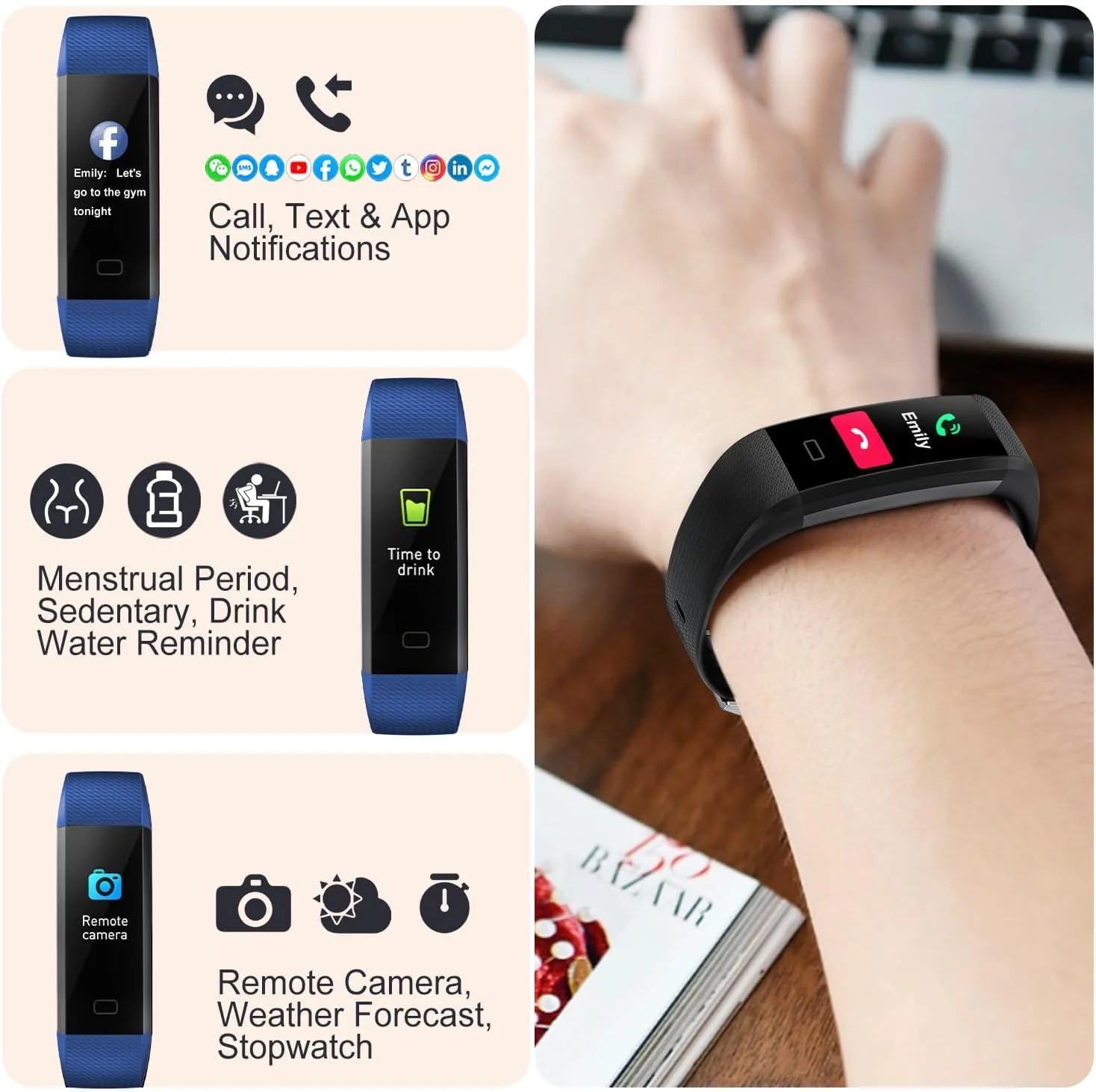 دستبند سلامتی یونییکینگ با قابلیت پایش ضربان قلب، خواب و سلامتی، مناسب برای آقایان و بانوان، دستبند ضدآب ارتقا یافته، گام شمار و کالری شمار - بنفش دستبند سلامتی یونییکینگ با قابلیت پایش ضربان قلب، خواب و سلامتی، مناسب برای آقایان و بانوان، دستبند ضدآب ارتقا یافته، گام شمار و کالری شمار - بنفش