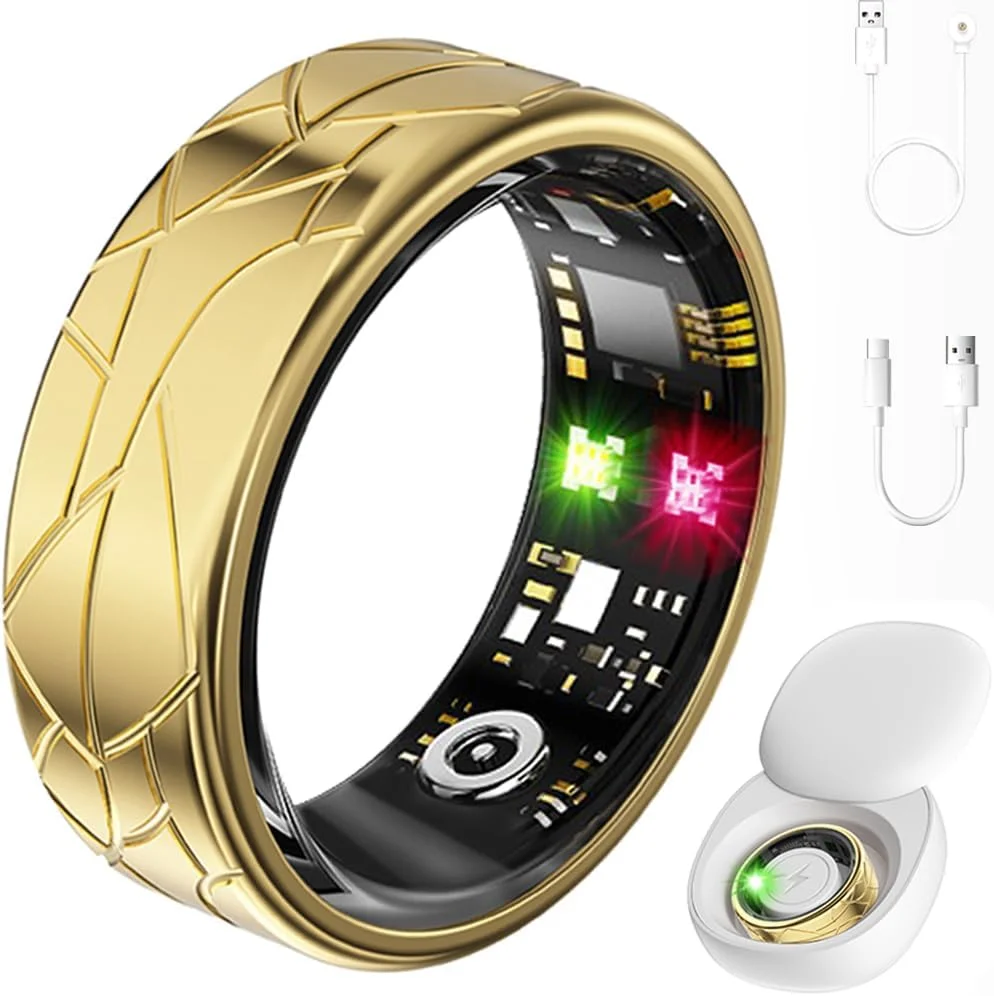 حلقه هوشمند ردیاب تناسب اندام پایش خواب ضربان قلب گام شمار، حلقه تناسب اندام ضد آب ردیاب فعالیت شمارنده قدم، کنترل های حرکتی برای ویدیو کوتاه، 8 روز ماندگاری، طلایی کلاسیک، #12 حلقه هوشمند ردیاب تناسب اندام پایش خواب ضربان قلب گام شمار، حلقه تناسب اندام ضد آب ردیاب فعالیت شمارنده قدم، کنترل های حرکتی برای ویدیو کوتاه، 8 روز ماندگاری، طلایی کلاسیک، #12