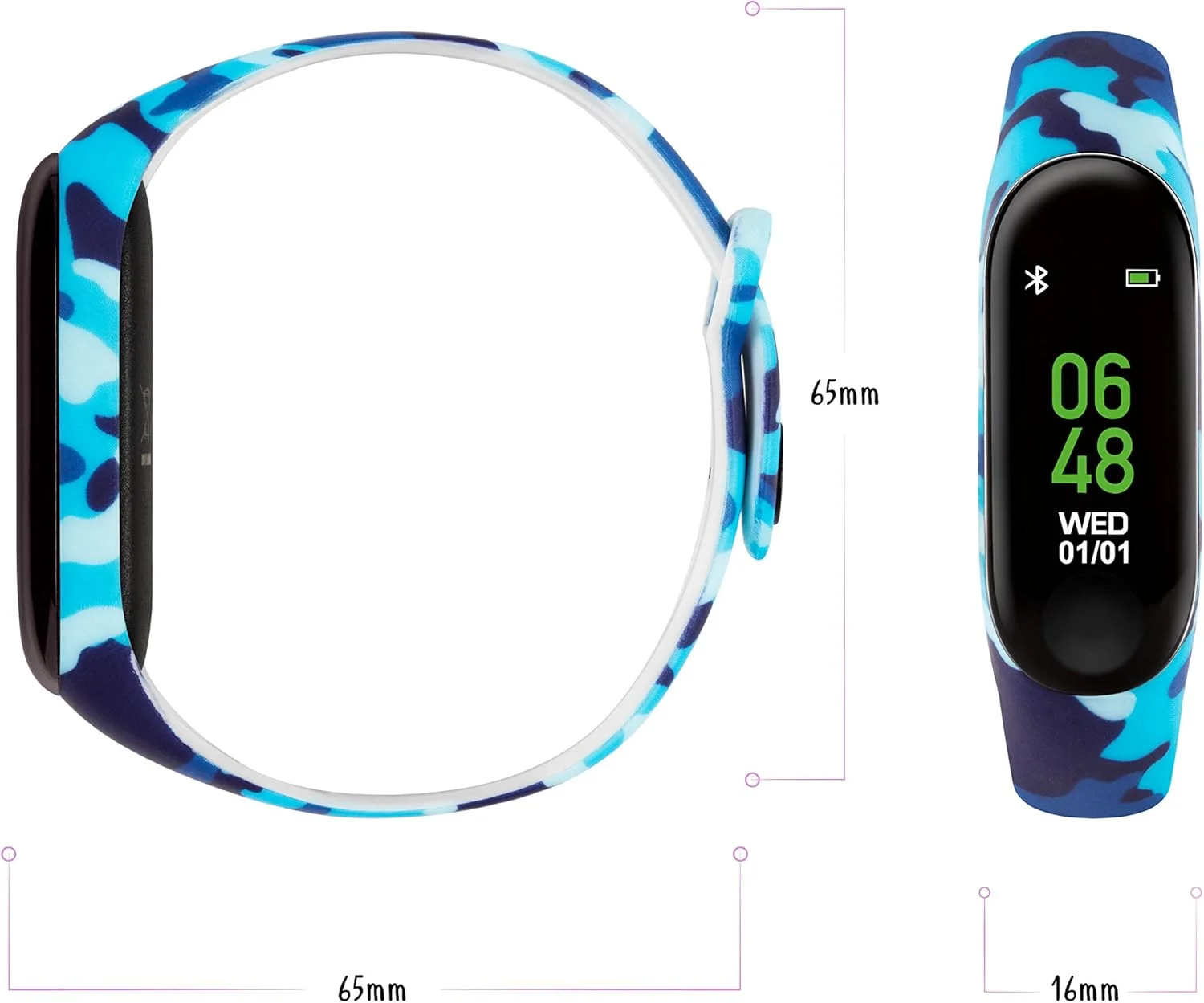 ردیاب فعالیت بدنی بچگانه تیکرز سری 1 با طرح استتار و بند سیلیکونی آبی مدل TKS01-0003، آبی، بند ردیاب فعالیت بدنی بچگانه تیکرز سری 1 با طرح استتار و بند سیلیکونی آبی مدل TKS01-0003، آبی، بند