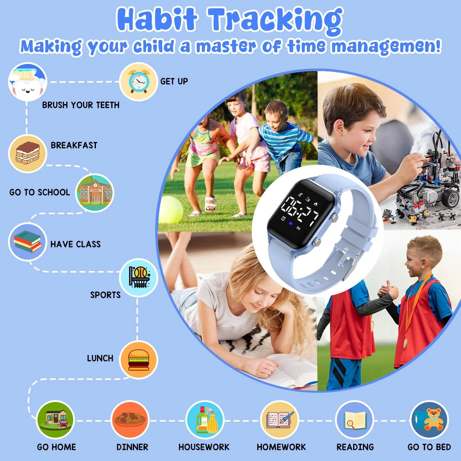 ساعت مچی دیجیتال بچگانه برای دختران و پسران، ساعت ورزشی با ردیاب تناسب اندام، گام شمار، ساعت زنگ دار، کرنومتر، بدون نیاز به برنامه، ساعت ضد آب بچگانه، هدیه ای برای نوجوانان، دانش آموزان دختر و پسر 5-14 سال ساعت مچی دیجیتال بچگانه برای دختران و پسران، ساعت ورزشی با ردیاب تناسب اندام، گام شمار، ساعت زنگ دار، کرنومتر، بدون نیاز به برنامه، ساعت ضد آب بچگانه، هدیه ای برای نوجوانان، دانش آموزان دختر و پسر 5-14 سال