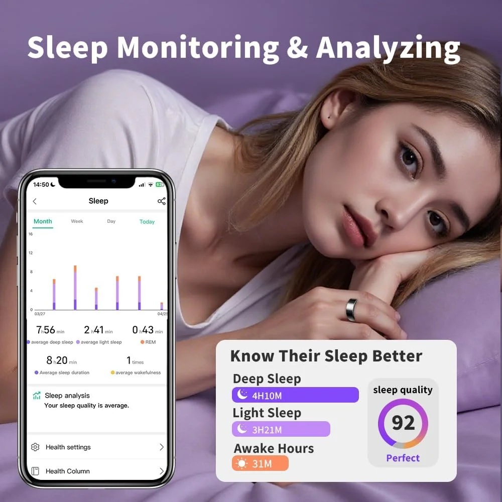 حلقه هوشمند با هوش مصنوعی برای زنان و مردان | حلقه ردیاب خواب با ضربان قلب و اکسیژن خون | حلقه ضد آب 10ATM مناسب تناسب اندام | گام شمار و ردیاب فعالیت GPS | باتری 7 روزه (مشکی، 9) حلقه هوشمند با هوش مصنوعی برای زنان و مردان | حلقه ردیاب خواب با ضربان قلب و اکسیژن خون | حلقه ضد آب 10ATM مناسب تناسب اندام | گام شمار و ردیاب فعالیت GPS | باتری 7 روزه (مشکی، 9)