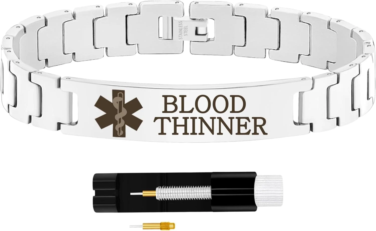 دستبند هشدار پزشکی زیرکوبیک استیل ضد زنگ - حکاکی لیزری برای شرایط مختلف، طراحی سبک و ضد آب با ابزار تنظیم سایز، راحت برای استفاده روزانه و فضای باز دستبند هشدار پزشکی زیرکوبیک استیل ضد زنگ - حکاکی لیزری برای شرایط مختلف، طراحی سبک و ضد آب با ابزار تنظیم سایز، راحت برای استفاده روزانه و فضای باز