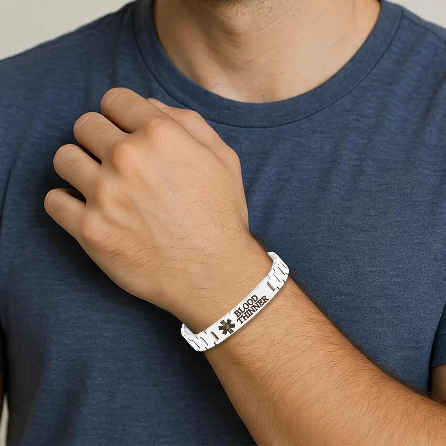 دستبند هشدار پزشکی زیرکوبیک استیل ضد زنگ - حکاکی لیزری برای شرایط مختلف، طراحی سبک و ضد آب با ابزار تنظیم سایز، راحت برای استفاده روزانه و فضای باز دستبند هشدار پزشکی زیرکوبیک استیل ضد زنگ - حکاکی لیزری برای شرایط مختلف، طراحی سبک و ضد آب با ابزار تنظیم سایز، راحت برای استفاده روزانه و فضای باز