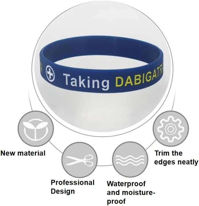 مجموعه 4 عددی دستبند هشدار پزشکی برای مصرف کنندگان دابیگاتران - دستبند سیلیکونی شناسه اضطراری برای مردان و زنان - هشدار پزشکی مصرف دابیگاتران - آبی تیره مجموعه 4 عددی دستبند هشدار پزشکی برای مصرف کنندگان دابیگاتران - دستبند سیلیکونی شناسه اضطراری برای مردان و زنان - هشدار پزشکی مصرف دابیگاتران - آبی تیره