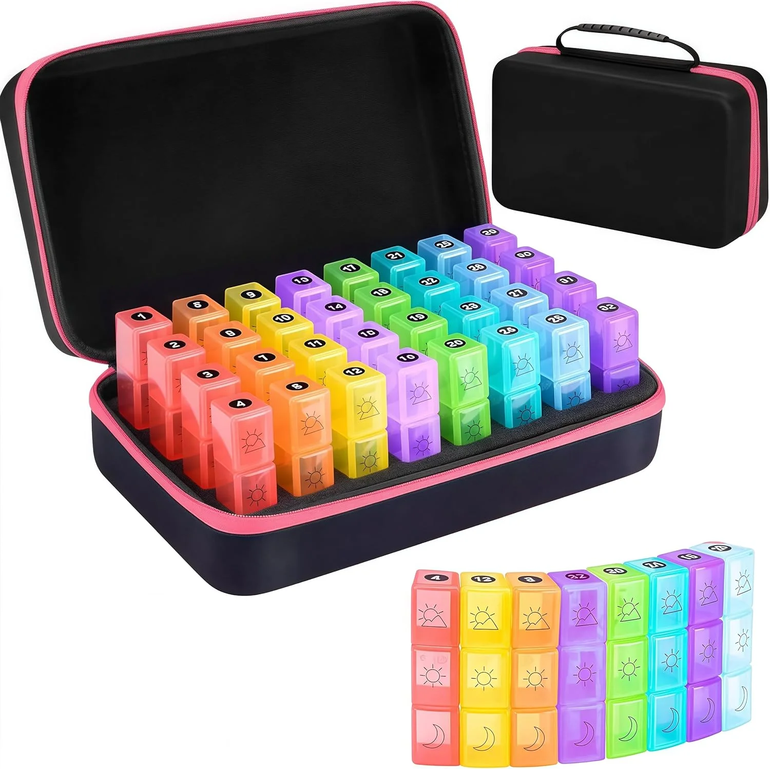 جعبه قرص ماهانه وی اوتار، برنامه ریز دارو، توزیع کننده قرص، 3 بار در روز، استفاده آسان با زیپ، لوازم پزشکی با محفظه های جداگانه برای ویتامین، روغن ماهی، مکمل ها (قرمز) جعبه قرص ماهانه وی اوتار، برنامه ریز دارو، توزیع کننده قرص، 3 بار در روز، استفاده آسان با زیپ، لوازم پزشکی با محفظه های جداگانه برای ویتامین، روغن ماهی، مکمل ها (قرمز)