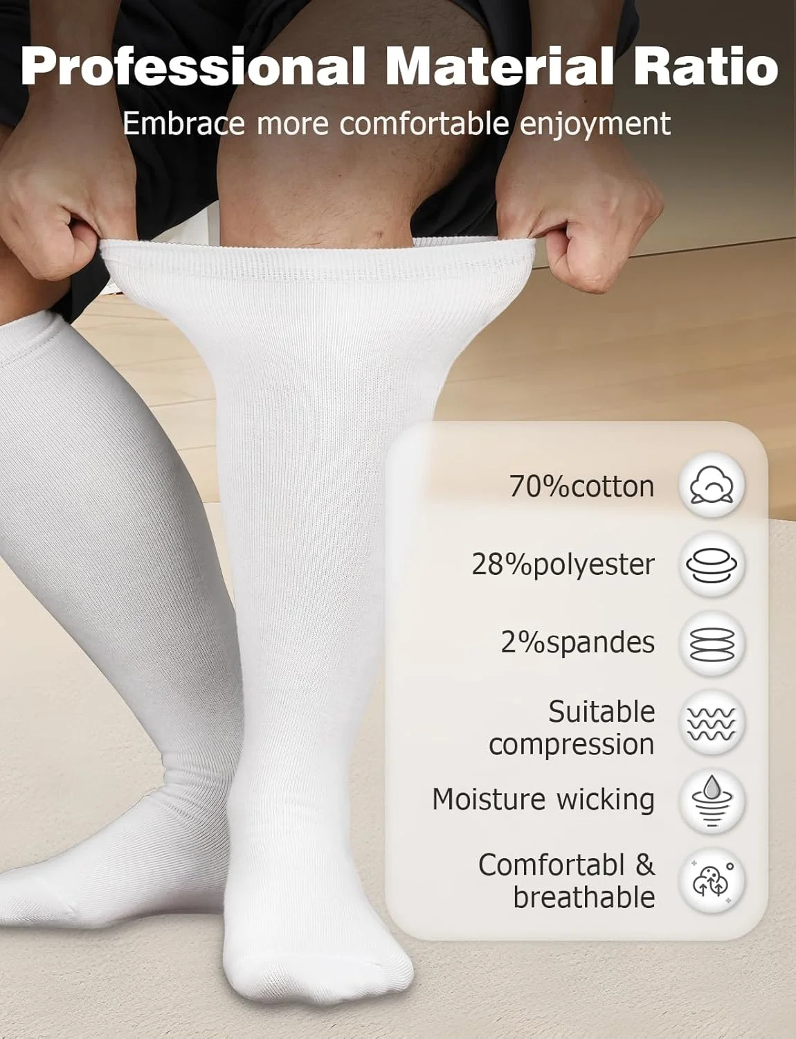 جوراب ساق بلند مناسب استفاده در بوت، در سه رنگ مشکی، سفید و خاکستری برای انتخاب، 2/3/4 جفت در سه تعداد مختلف برای انتخاب جوراب ساق بلند مناسب استفاده در بوت، در سه رنگ مشکی، سفید و خاکستری برای انتخاب، 2/3/4 جفت در سه تعداد مختلف برای انتخاب