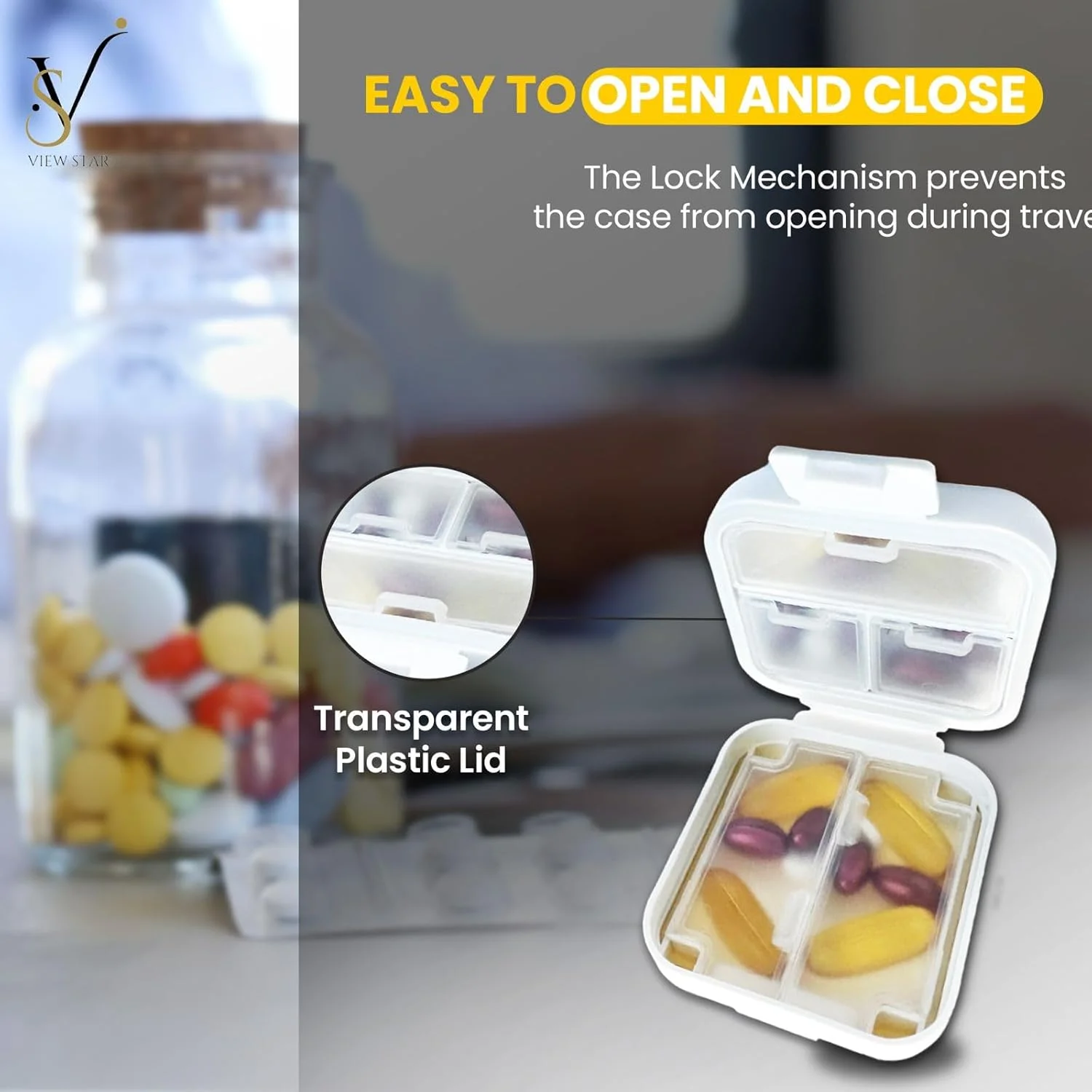 جعبه قرص ویوستار، جعبه قرص جیبی، جعبه قرص مسافرتی، دارای 5 محفظه کوچک برای دارو جعبه قرص ویوستار، جعبه قرص جیبی، جعبه قرص مسافرتی، دارای 5 محفظه کوچک برای دارو