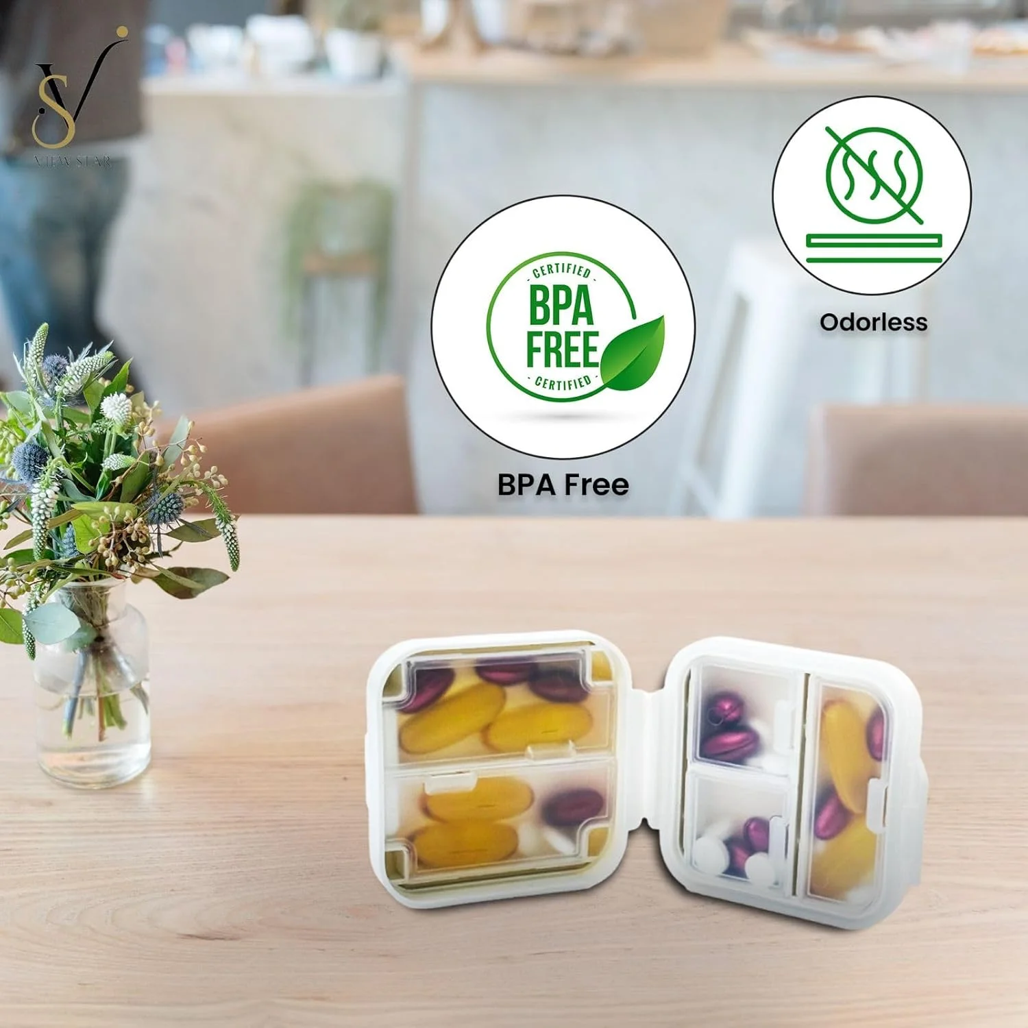 جعبه قرص ویوستار، جعبه قرص جیبی، جعبه قرص مسافرتی، جعبه قرص 5 محفظه ای کوچک برای دارو جعبه قرص ویوستار، جعبه قرص جیبی، جعبه قرص مسافرتی، جعبه قرص 5 محفظه ای کوچک برای دارو