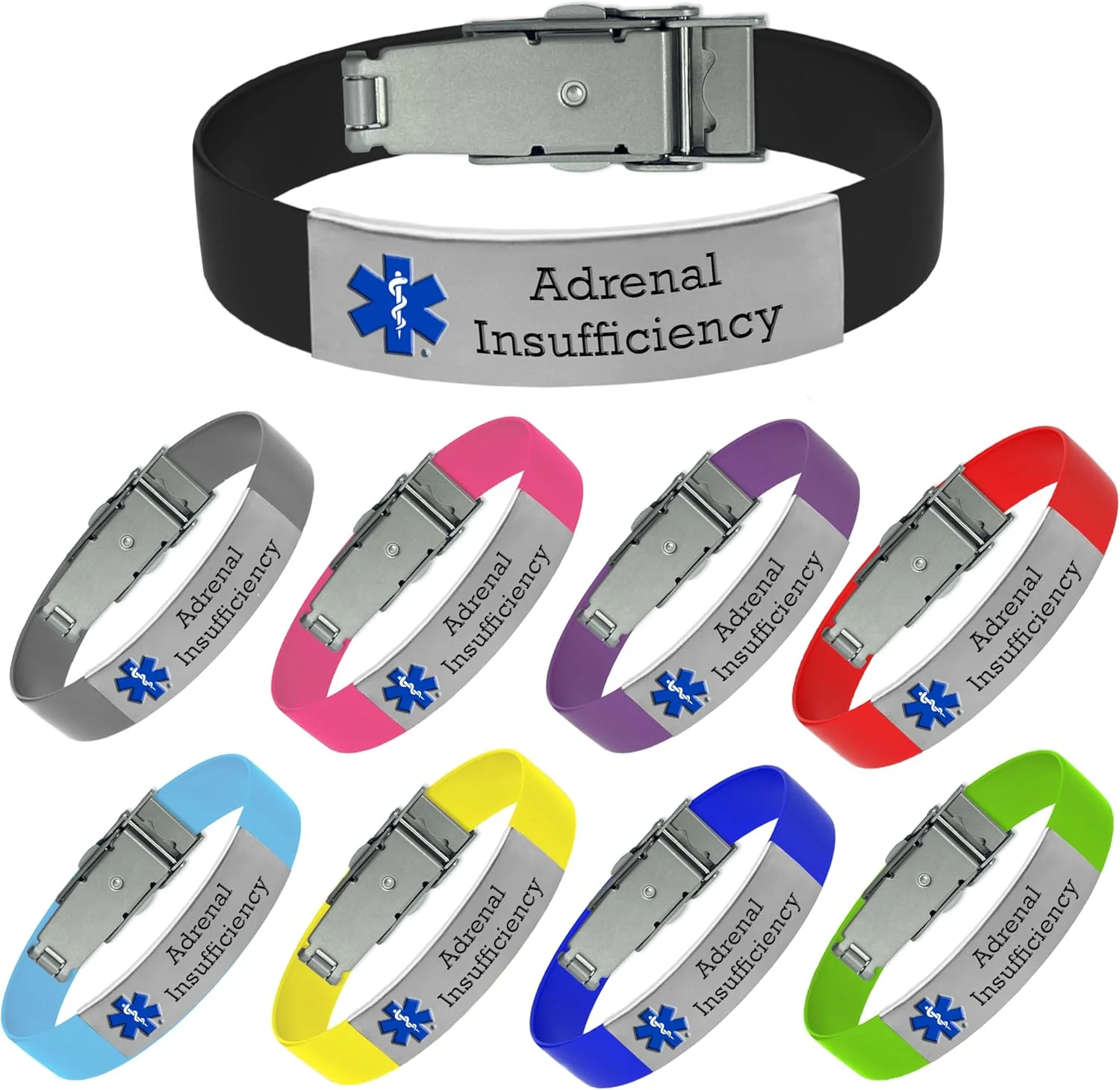 دستبند پزشکی با حکاکی "نارسایی آدرنال"، شامل کارت اطلاعات پزشکی اورژانسی و سابقه سلامت شخصی دستبند پزشکی با حکاکی "نارسایی آدرنال"، شامل کارت اطلاعات پزشکی اورژانسی و سابقه سلامت شخصی