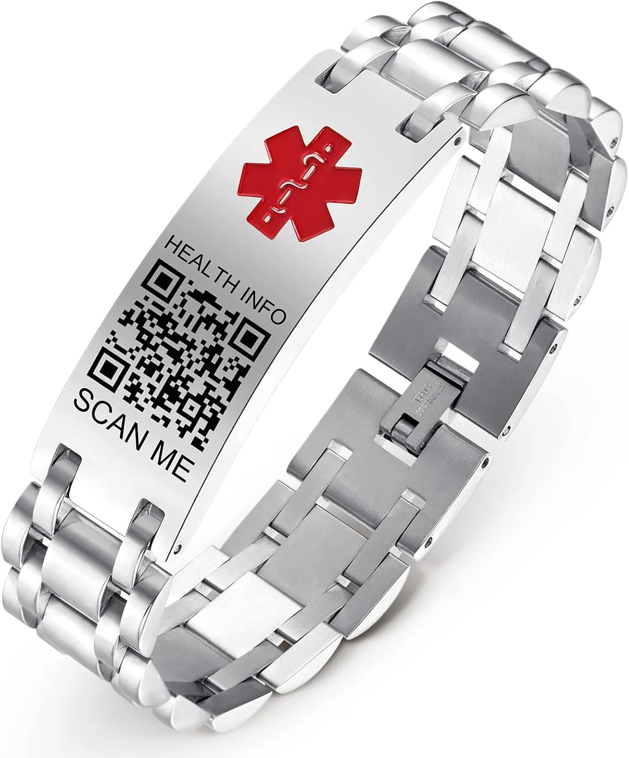 دستبندهای پزشکی ارتقا یافته Theluckytag برای مردان و زنان با کد QR، دستبندهای شناسایی هشدار پزشکی - مچ بند فولاد تیتانیوم مناسب برای مچ دست تا 8 تا 10 اینچ - فضای بیشتر برای اطلاعات پزشکی اضطراری سفارشی دستبندهای پزشکی ارتقا یافته Theluckytag برای مردان و زنان با کد QR، دستبندهای شناسایی هشدار پزشکی - مچ بند فولاد تیتانیوم مناسب برای مچ دست تا 8 تا 10 اینچ - فضای بیشتر برای اطلاعات پزشکی اضطراری سفارشی
