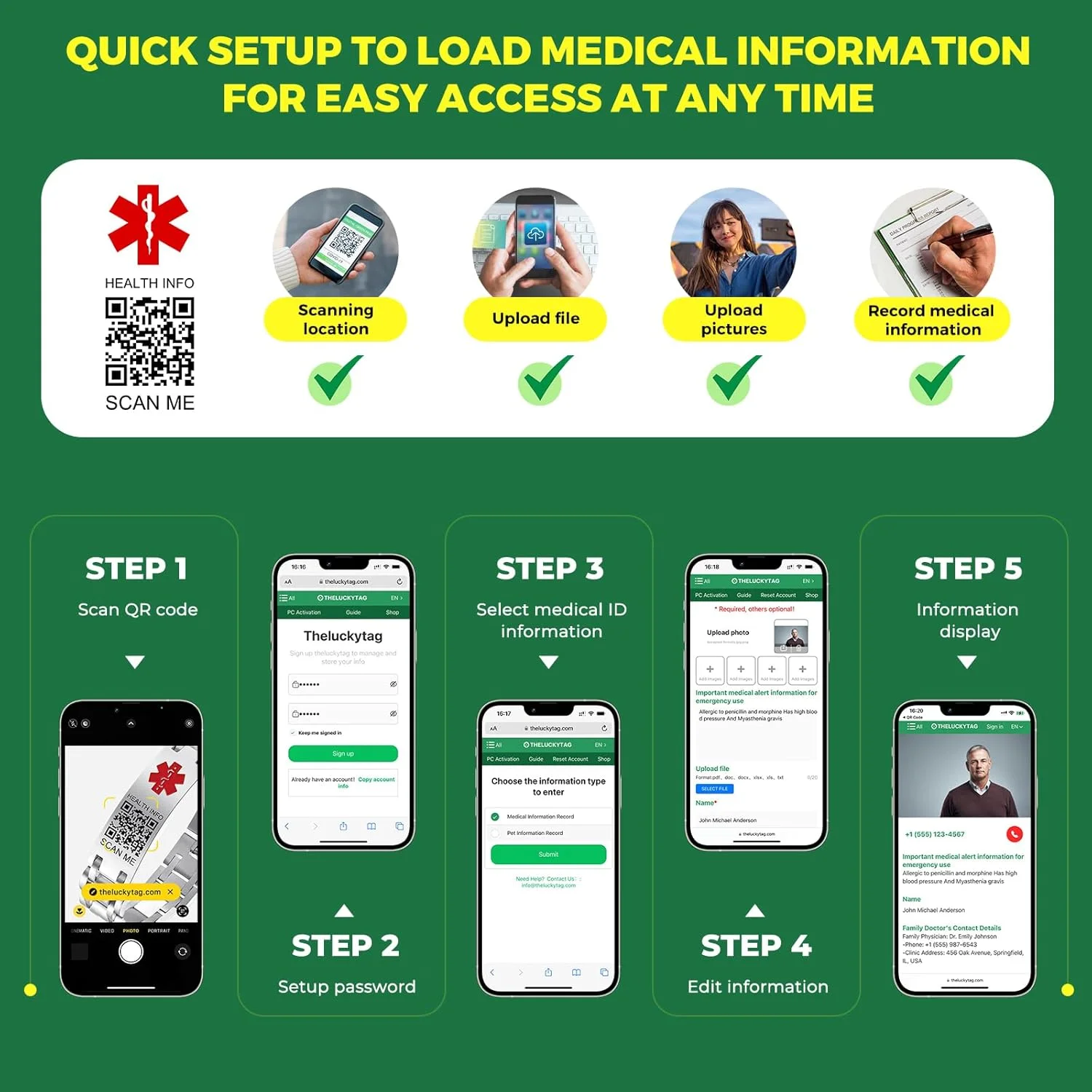 دستبندهای پزشکی ارتقا یافته Theluckytag برای مردان و زنان با کد QR، دستبندهای شناسایی هشدار پزشکی - مچ بند فولاد تیتانیوم مناسب برای مچ دست تا 8 تا 10 اینچ - فضای بیشتر برای اطلاعات پزشکی اضطراری سفارشی دستبندهای پزشکی ارتقا یافته Theluckytag برای مردان و زنان با کد QR، دستبندهای شناسایی هشدار پزشکی - مچ بند فولاد تیتانیوم مناسب برای مچ دست تا 8 تا 10 اینچ - فضای بیشتر برای اطلاعات پزشکی اضطراری سفارشی