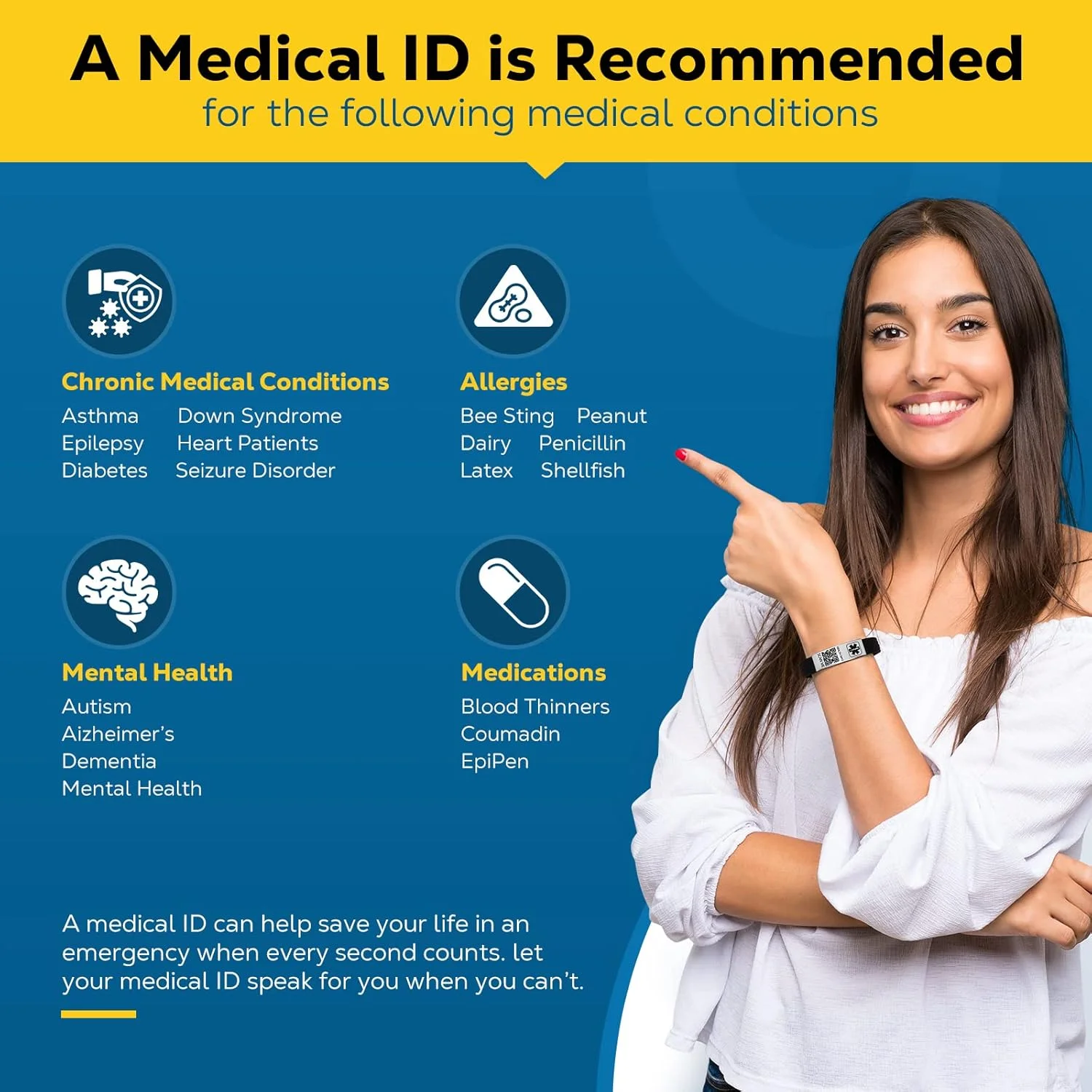 دستبندهای پزشکی برای آقایان و بانوان با کد QR، دستبندهای شناسه هشدار پزشکی برای مسافرت ورزشی - مچ بند سیلیکونی ضد آب مناسب برای مچ دست تا 8 اینچ - فضای بیشتر برای شناسه پزشکی سفارشی اورژانسی دستبندهای پزشکی برای آقایان و بانوان با کد QR، دستبندهای شناسه هشدار پزشکی برای مسافرت ورزشی - مچ بند سیلیکونی ضد آب مناسب برای مچ دست تا 8 اینچ - فضای بیشتر برای شناسه پزشکی سفارشی اورژانسی