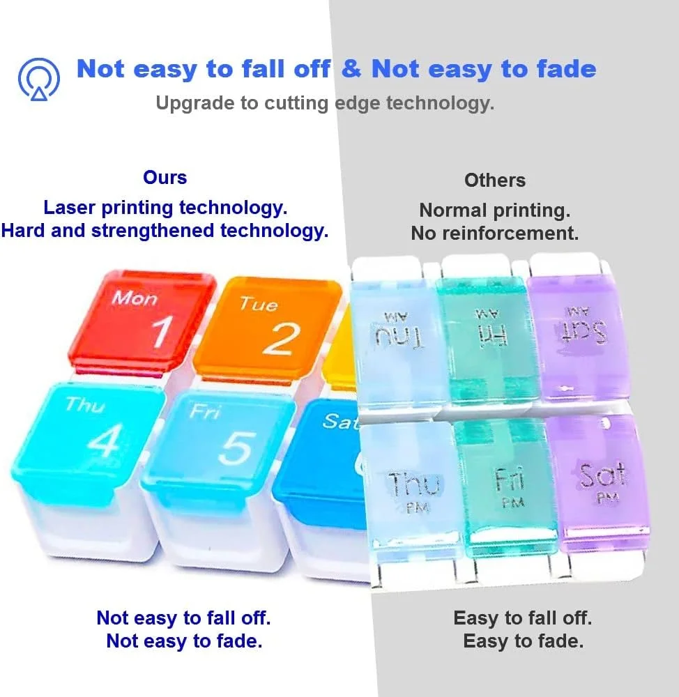 جعبه قرص هفتگی TBSoon با ۴ آلارم یادآوری، صدای بلند، محفظههای بزرگ، صفحه نمایش بزرگ، طراحی ضد رطوبت، مناسب برای نگهداری ویتامینها، روغن ماهی، مکملها، جعبه قرص هفتگی/کیف، پخش کننده داروی روزانه جعبه قرص هفتگی TBSoon با ۴ آلارم یادآوری، صدای بلند، محفظههای بزرگ، صفحه نمایش بزرگ، طراحی ضد رطوبت، مناسب برای نگهداری ویتامینها، روغن ماهی، مکملها، جعبه قرص هفتگی/کیف، پخش کننده داروی روزانه