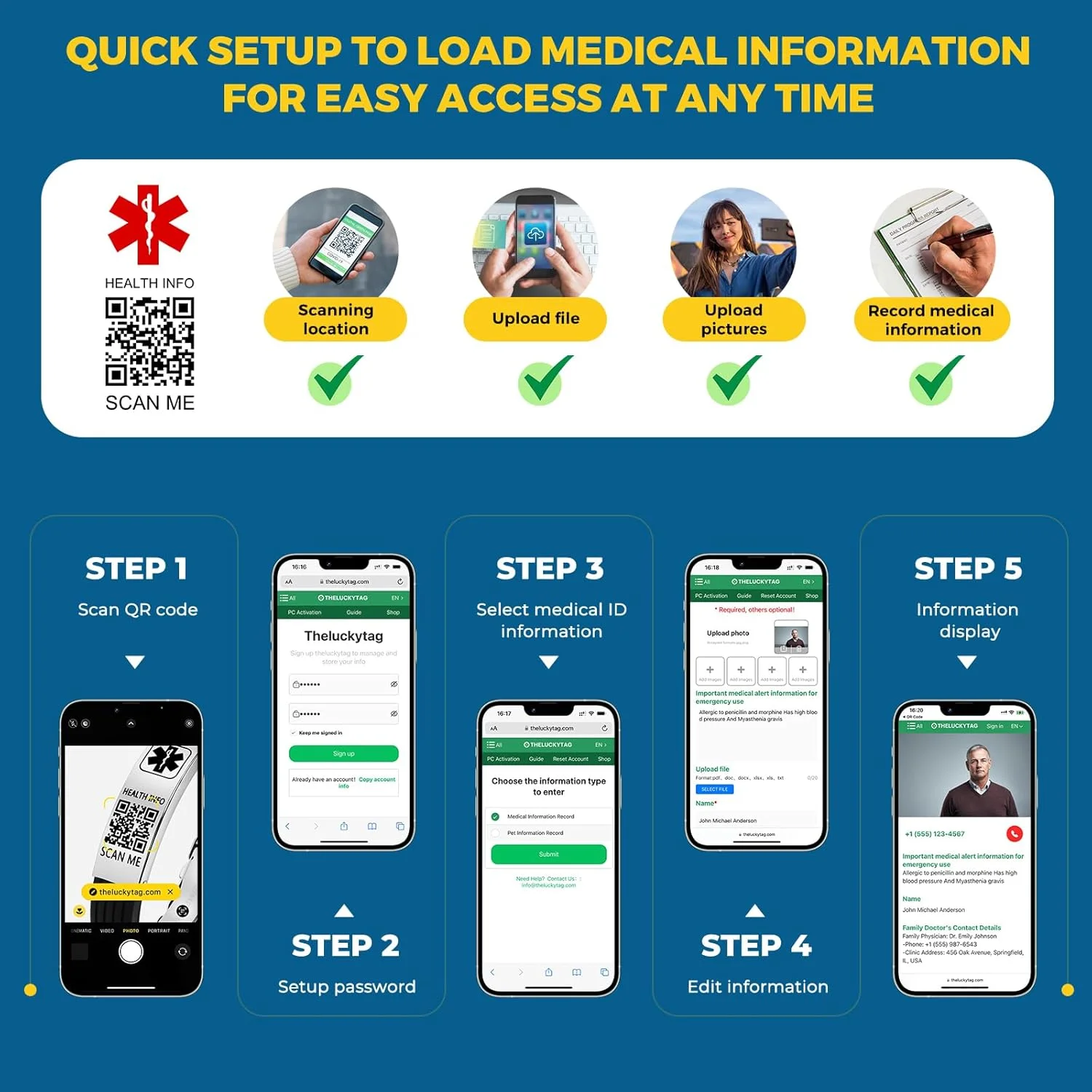 دستبندهای پزشکی برای آقایان و بانوان با کد QR، دستبندهای شناسه هشدار پزشکی برای مسافرت ورزشی - مچ بند سیلیکونی ضد آب مناسب برای مچ دست تا 8 اینچ - فضای بیشتر برای شناسه پزشکی سفارشی اورژانسی دستبندهای پزشکی برای آقایان و بانوان با کد QR، دستبندهای شناسه هشدار پزشکی برای مسافرت ورزشی - مچ بند سیلیکونی ضد آب مناسب برای مچ دست تا 8 اینچ - فضای بیشتر برای شناسه پزشکی سفارشی اورژانسی