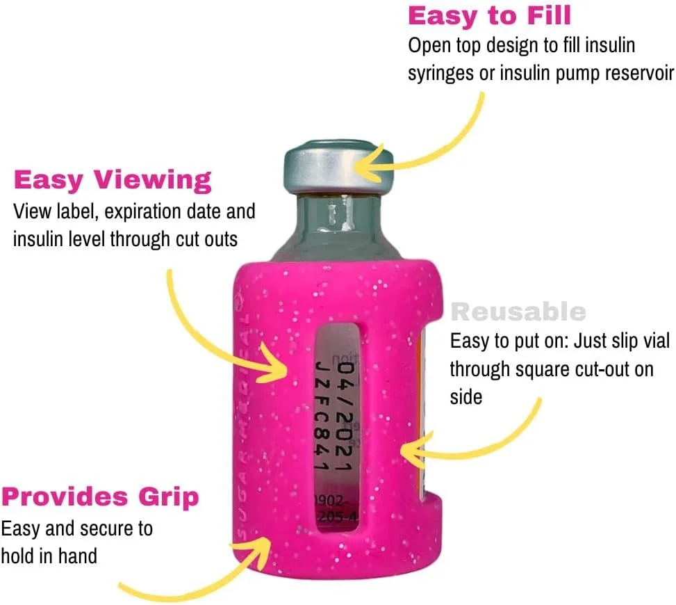 محافظ سیلیکونی ویال انسولین شوگر مدیکال. روکش سیلیکونی برای محافظت از ویال انسولین شما در برابر شکستن. مناسب برای ویال های 10 میلی لیتری انسولین (صورتی اکلیلی) محافظ سیلیکونی ویال انسولین شوگر مدیکال. روکش سیلیکونی برای محافظت از ویال انسولین شما در برابر شکستن. مناسب برای ویال های 10 میلی لیتری انسولین (صورتی اکلیلی)